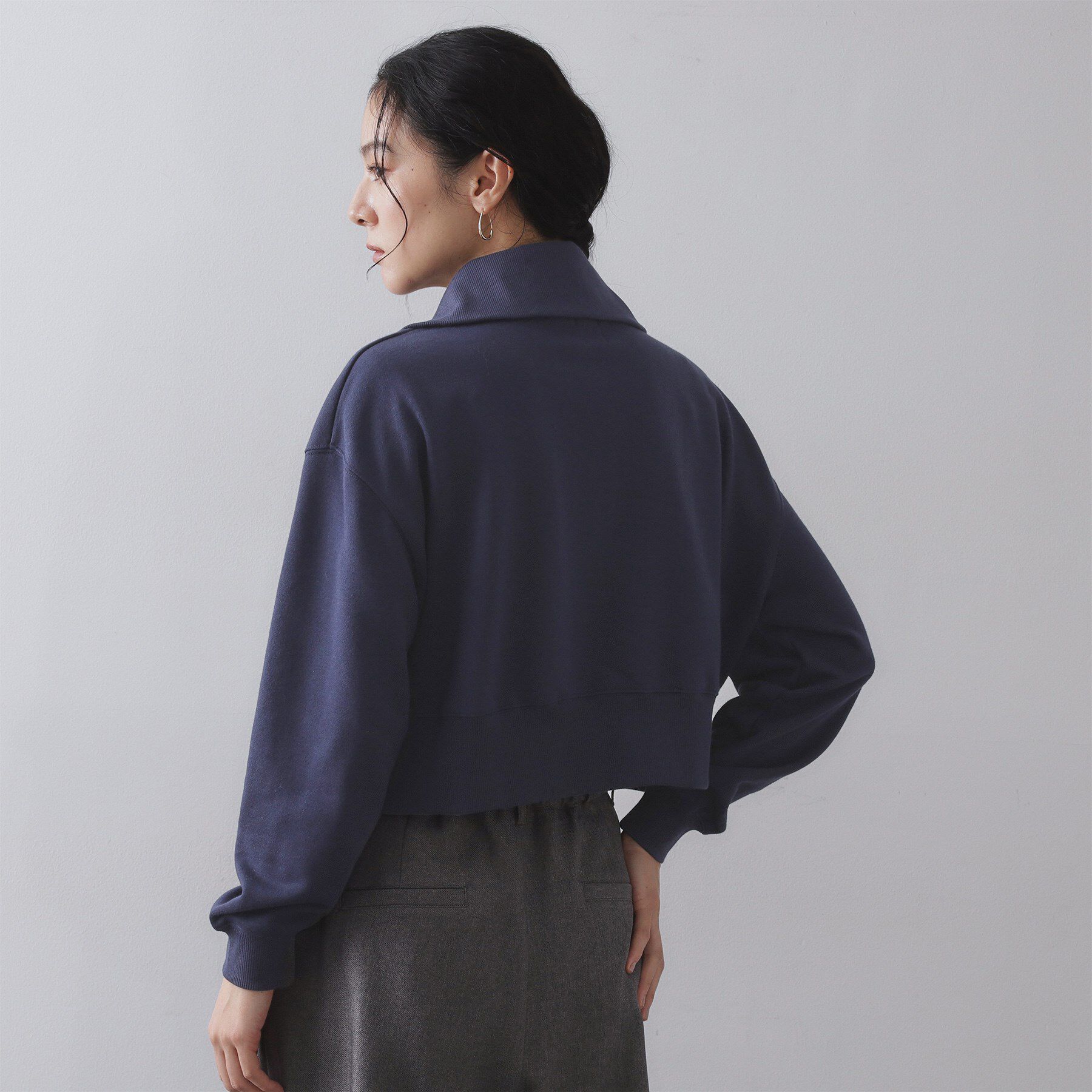 OPAQUE.CLIP「ロゴ刺繍ハーフジップトップス【洗濯機OK】」|Tシャツ・カットソー|