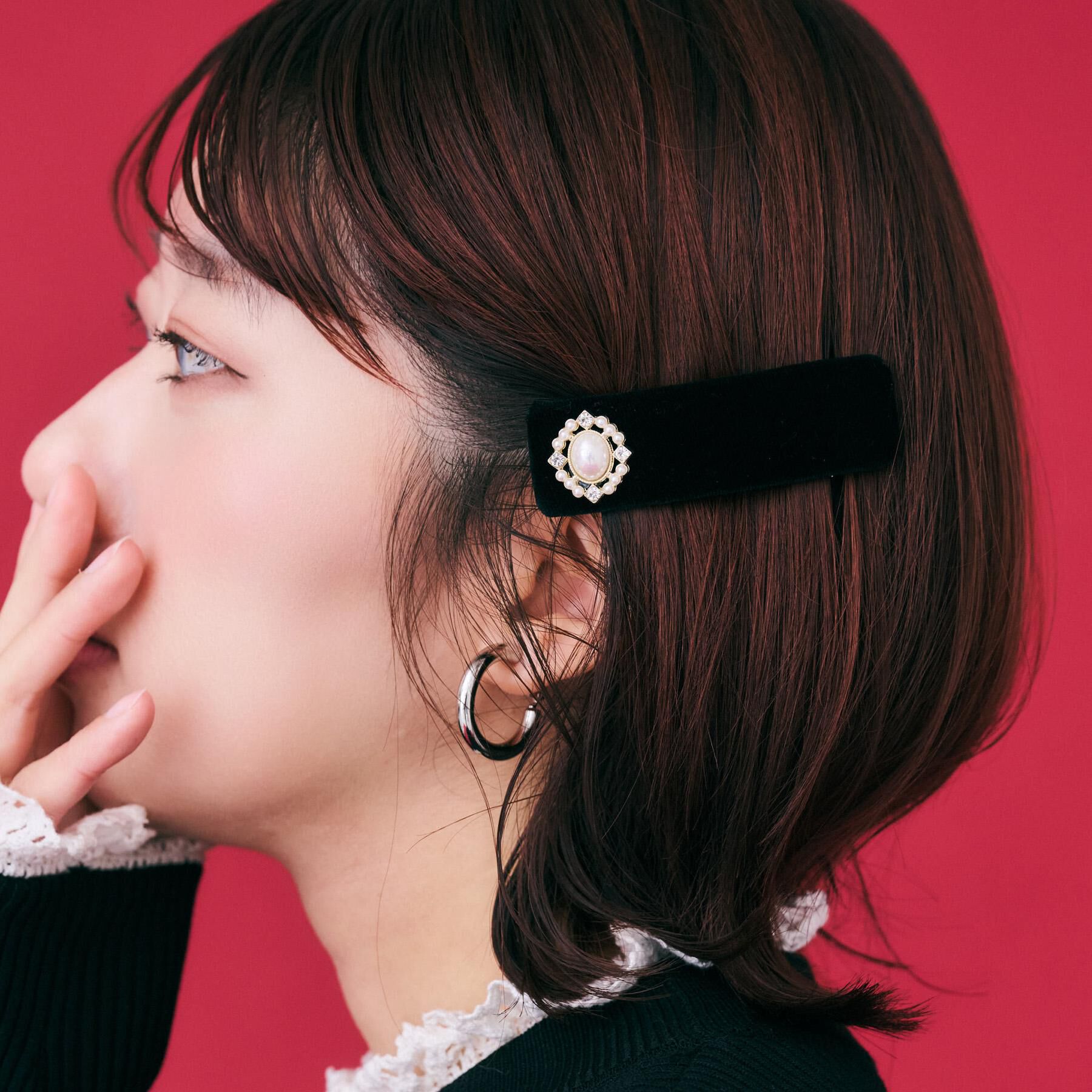 OPAQUE.CLIP「ビジュー付きベロアバレッタ」|その他|