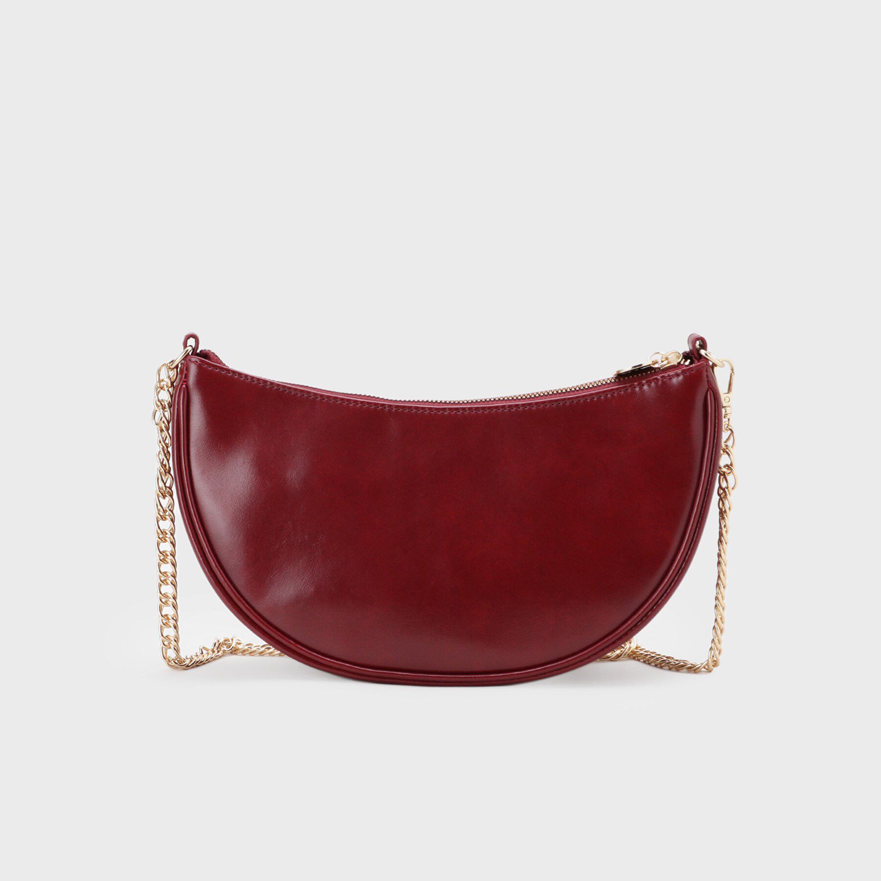 OPAQUE.CLIP「【2WAY】オイル調合皮チェーンハンドルムーンミドルバッグ」|ハンドバッグ|