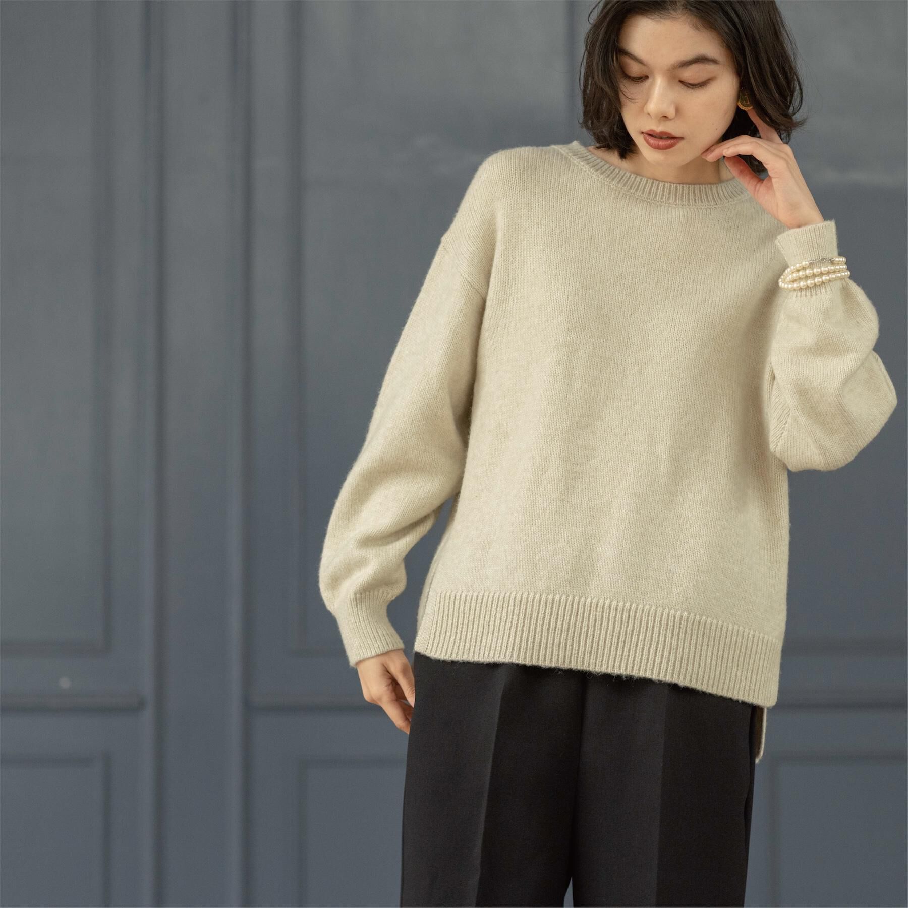 OPAQUE.CLIP「リラクシークルーネックニット【洗濯機OK】」|ニット・セーター|