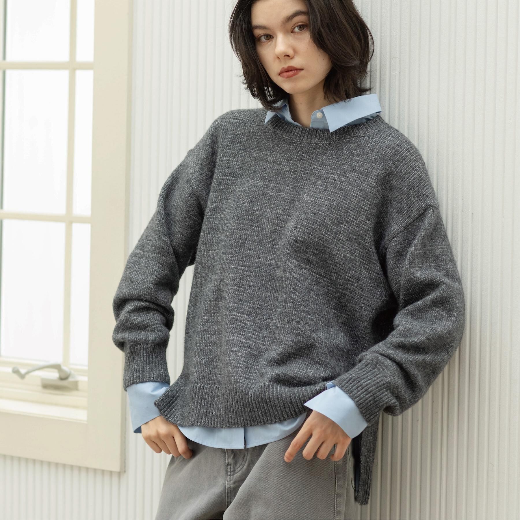 OPAQUE.CLIP「リラクシークルーネックニット【洗濯機OK】」|ニット・セーター|