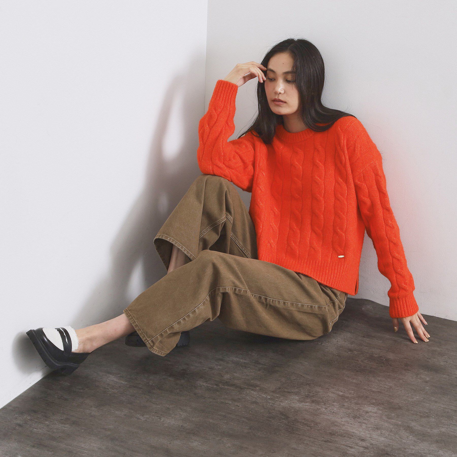 OPAQUE.CLIP「MIXミドルゲージケーブルニット【洗濯機OK】」|ニット・セーター|