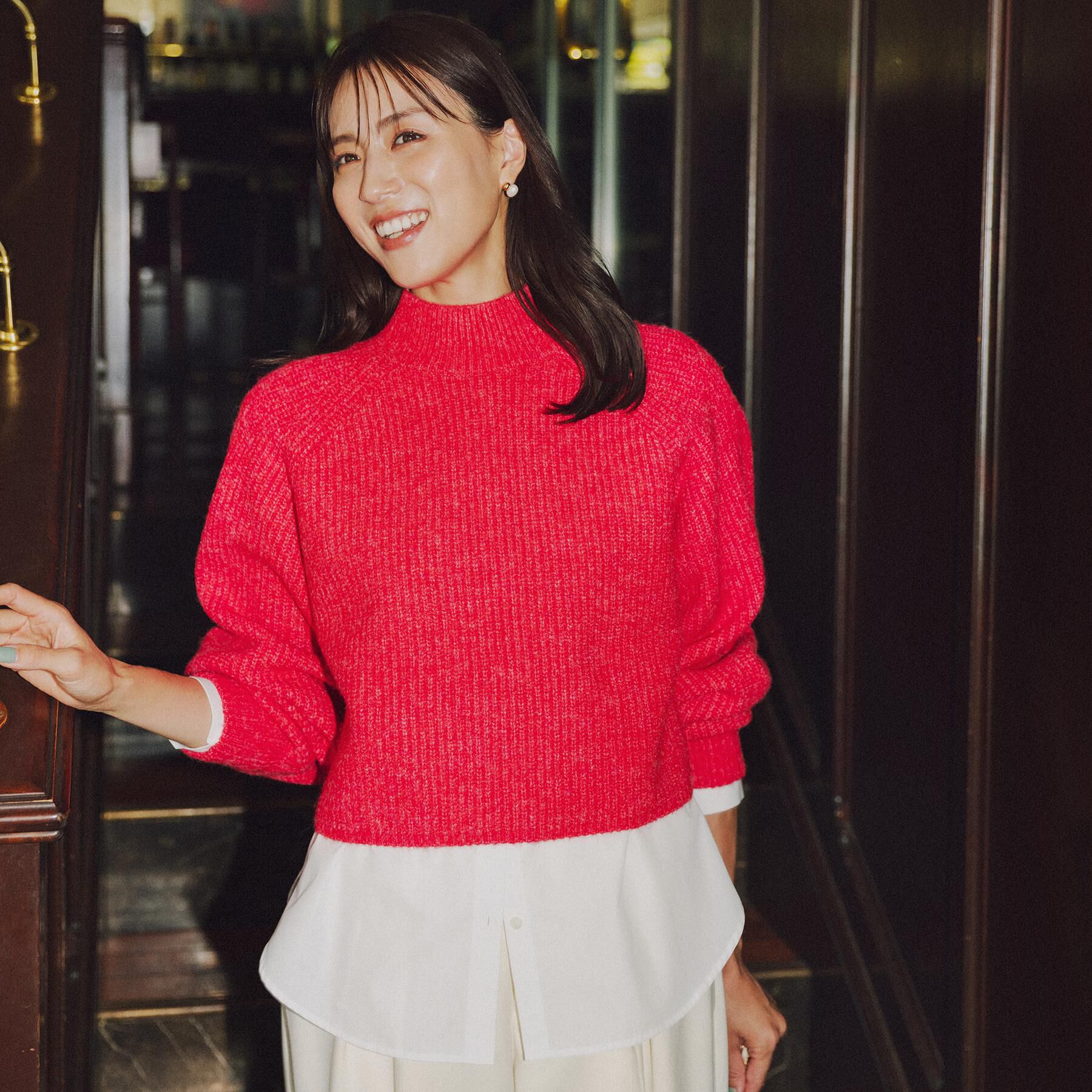 OPAQUE.CLIP「MIXミドルゲージショートあぜニット【洗濯機OK】」|ニット・セーター|