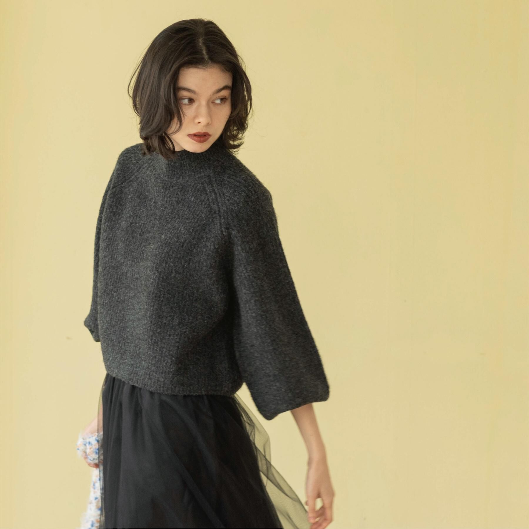 OPAQUE.CLIP「MIXミドルゲージショートあぜニット【洗濯機OK】」|ニット・セーター|