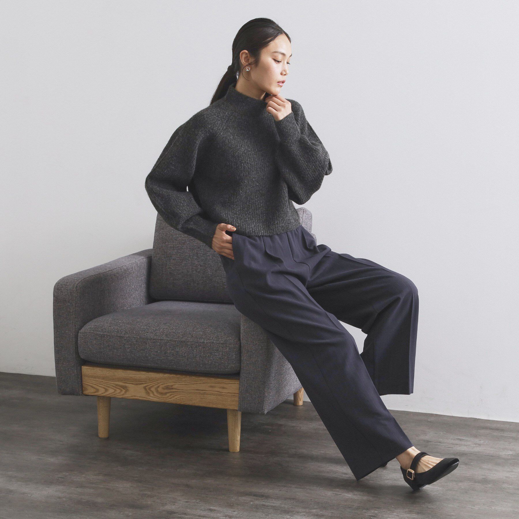 OPAQUE.CLIP「MIXミドルゲージショートあぜニット【洗濯機OK】」|ニット・セーター|