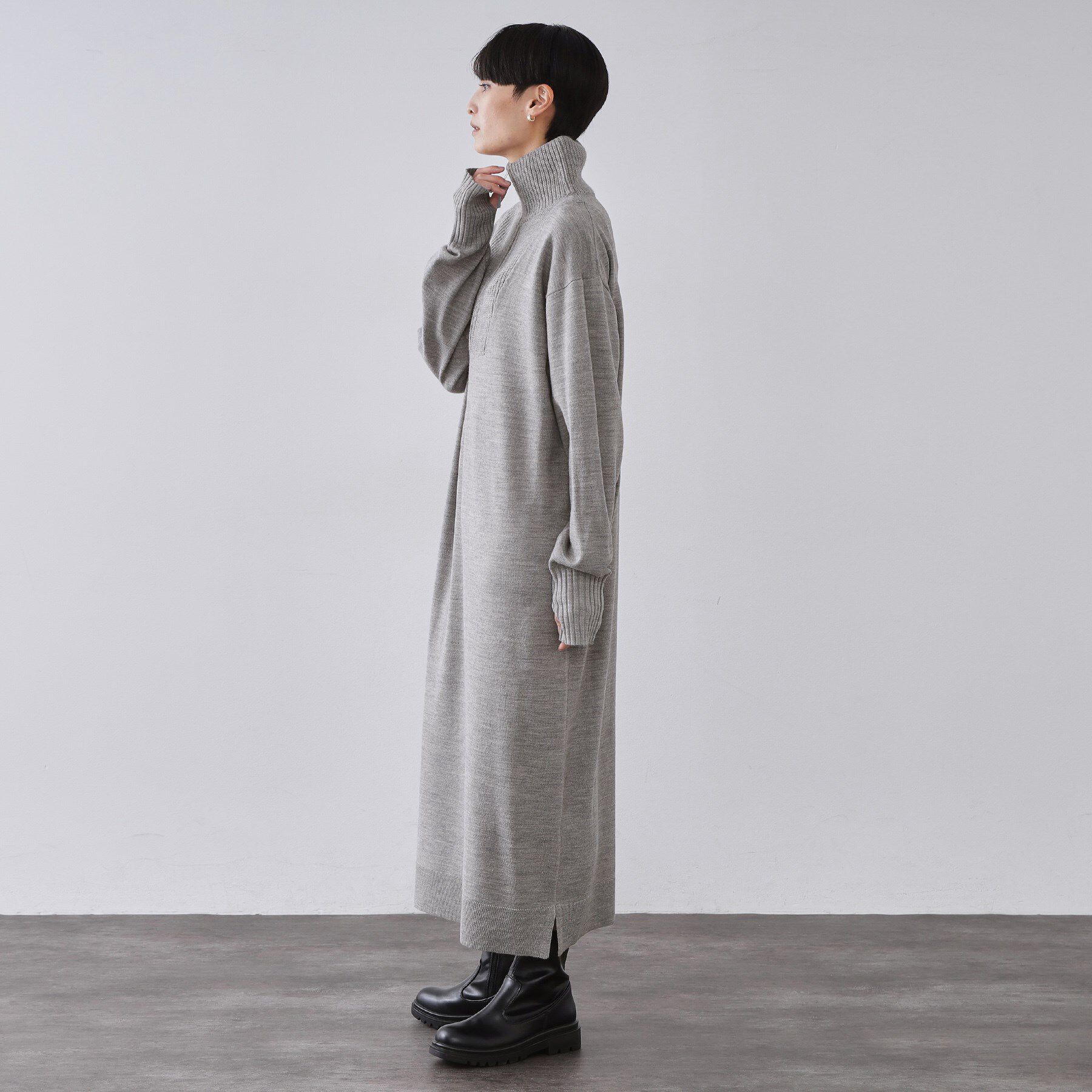 OPAQUE.CLIP「ハーフジップニットワンピース【洗濯機OK】」|ワンピース|