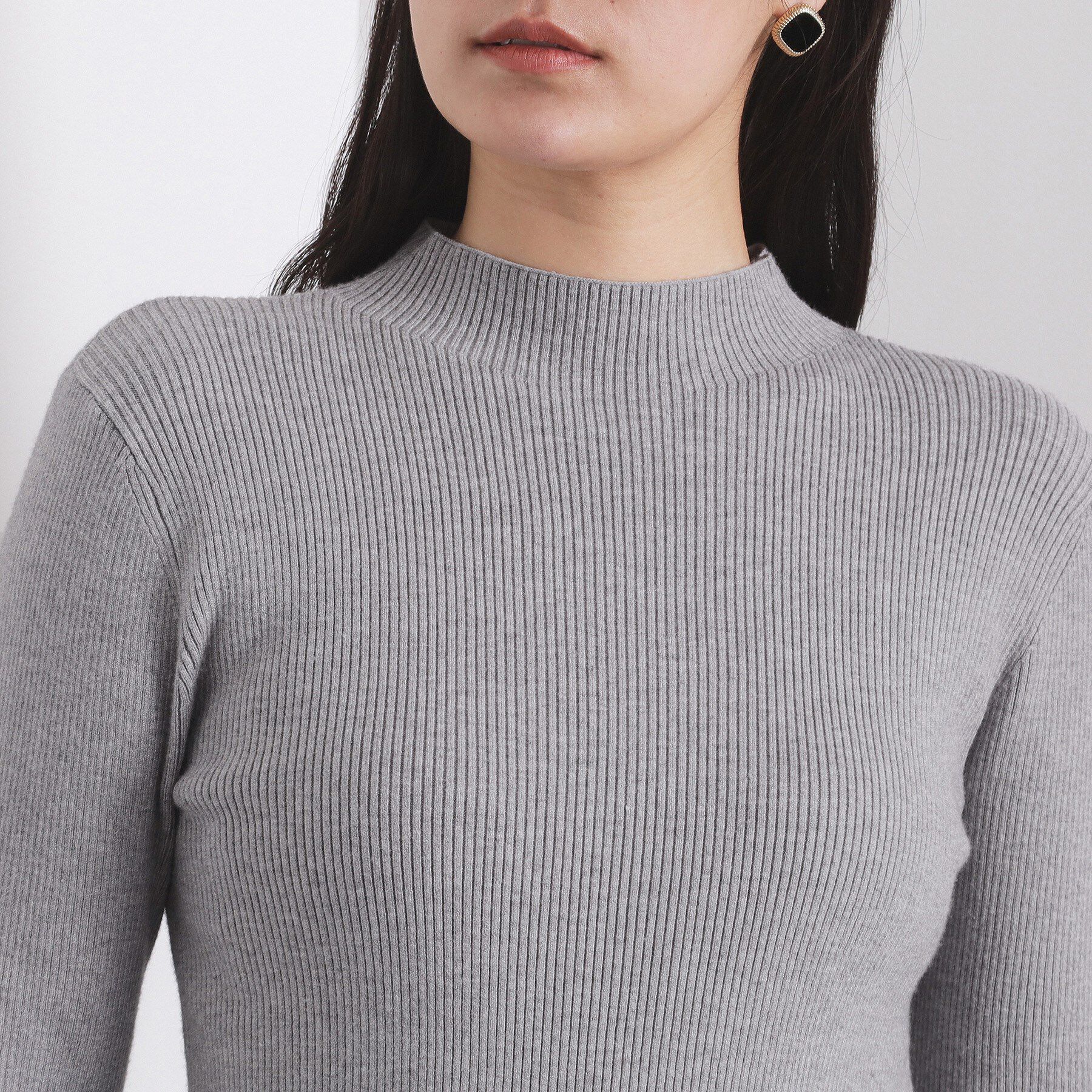 OPAQUE.CLIP「レースフレアハイネックリブニット【洗濯機OK】」|ニット・セーター|