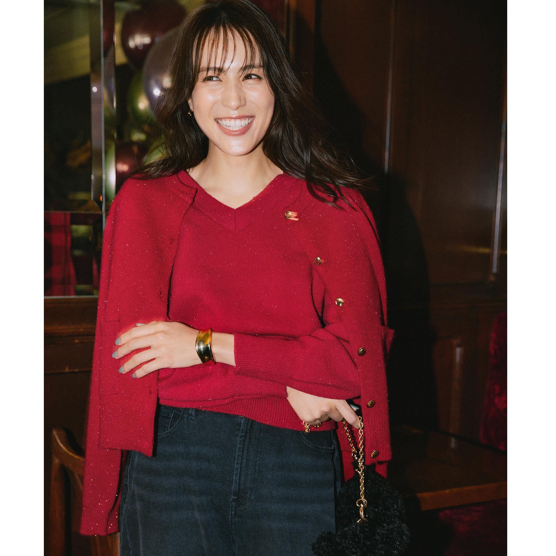 OPAQUE.CLIP「金ボタンラメニットカーディガン【洗濯機OK】」|カーディガン|