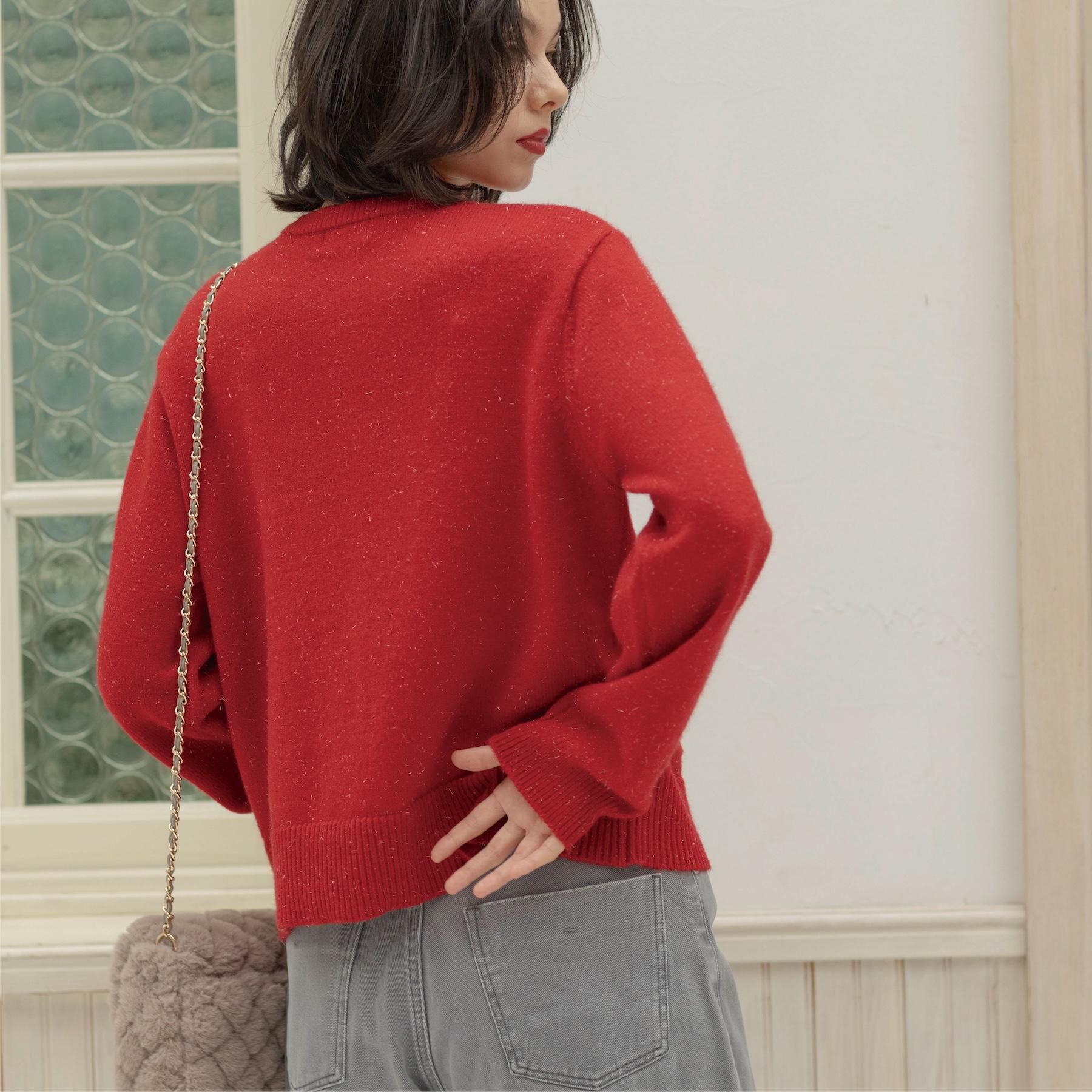 OPAQUE.CLIP「金ボタンラメニットカーディガン【洗濯機OK】」|カーディガン|