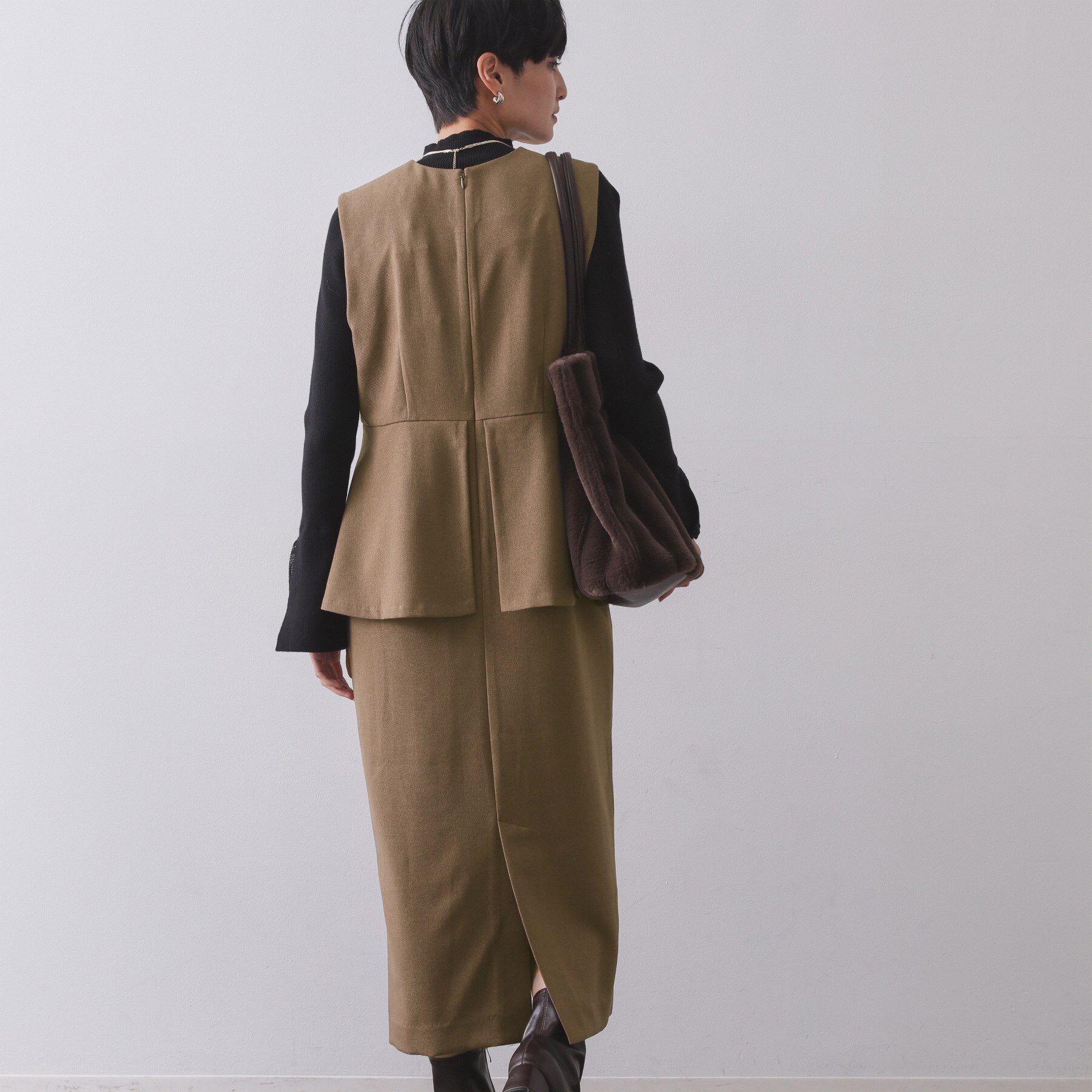 OPAQUE.CLIP「ペプラムデザインジャンパースカート【洗濯機OK】」|ワンピース|