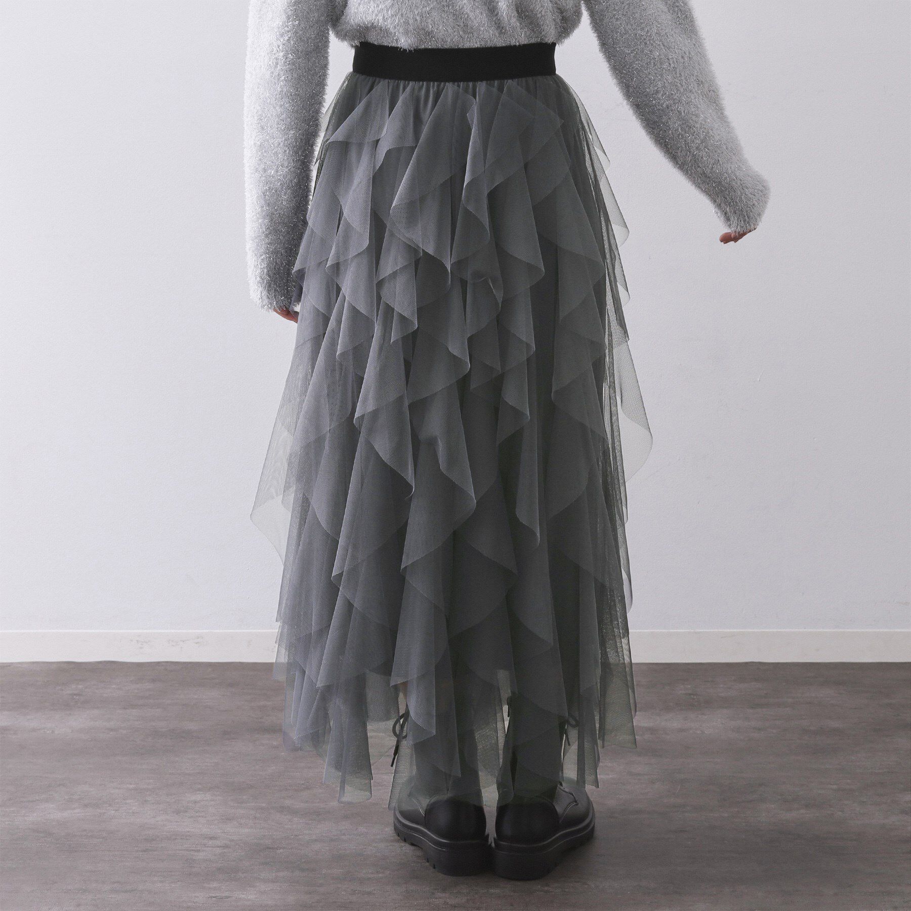 OPAQUE.CLIP「ラッフルチュールイージースカート【洗濯機OK】」|スカート|