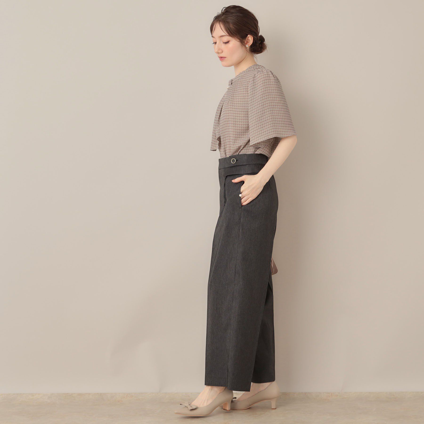 Couture broach「【マシンウォッシャブル・スッキリ見え】デニムライク釦デザインパンツ」|その他|