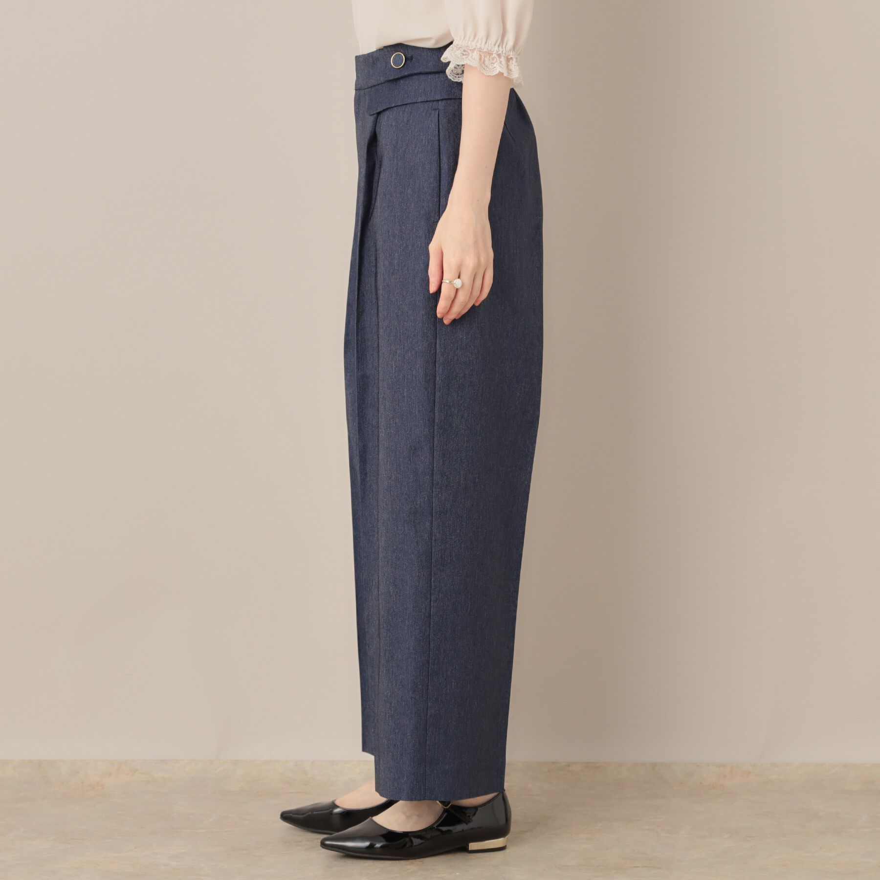 Couture broach「【マシンウォッシャブル・スッキリ見え】デニムライク釦デザインパンツ」|その他|