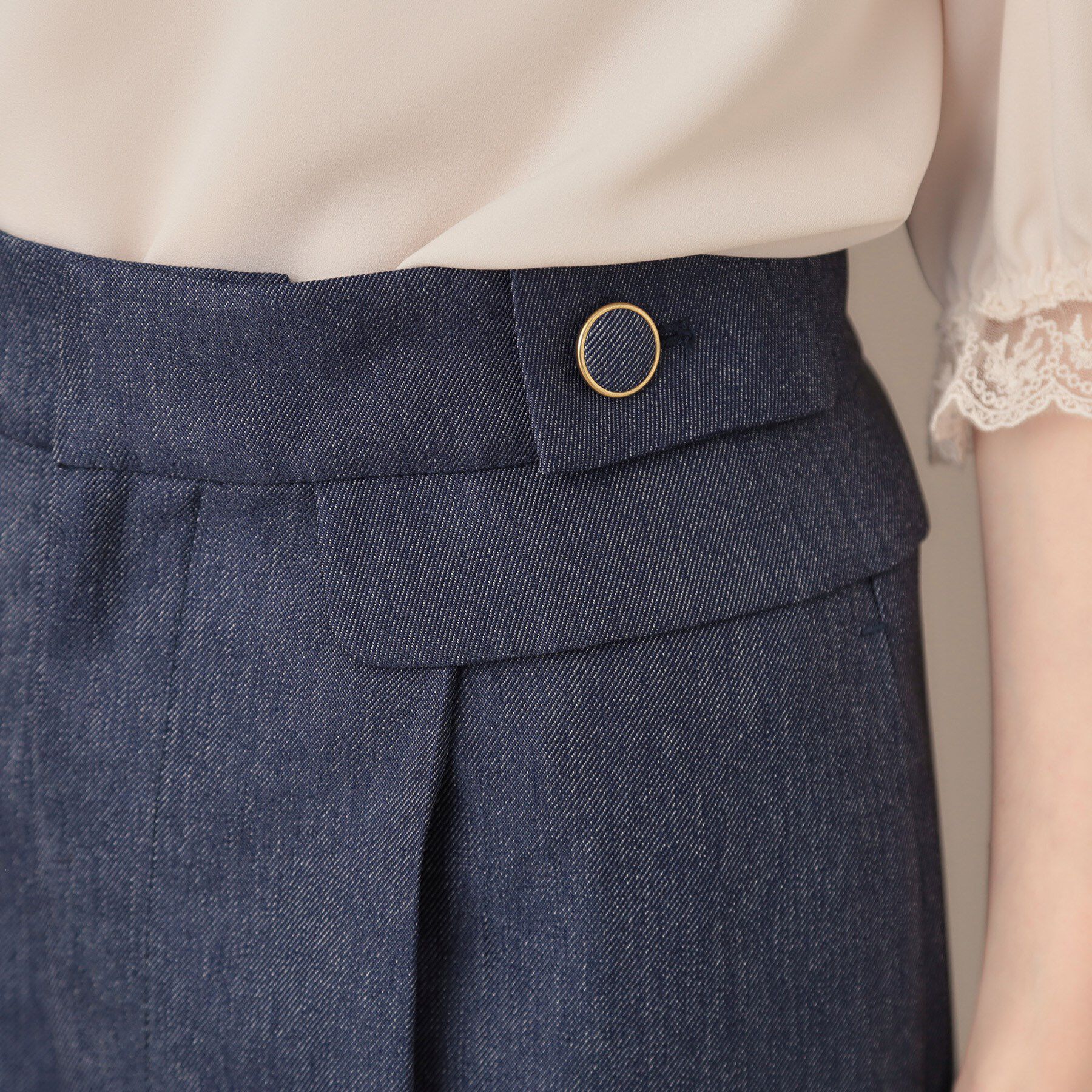 Couture broach「【マシンウォッシャブル・スッキリ見え】デニムライク釦デザインパンツ」|その他|