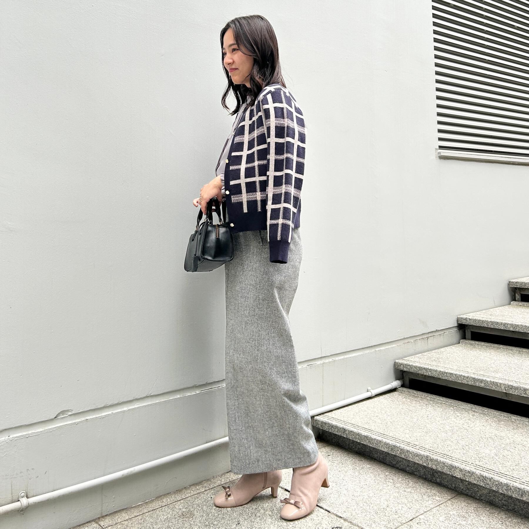 Couture broach「【大人可愛い・通勤】チェックジャカード ニットカーディガン」|カーディガン|