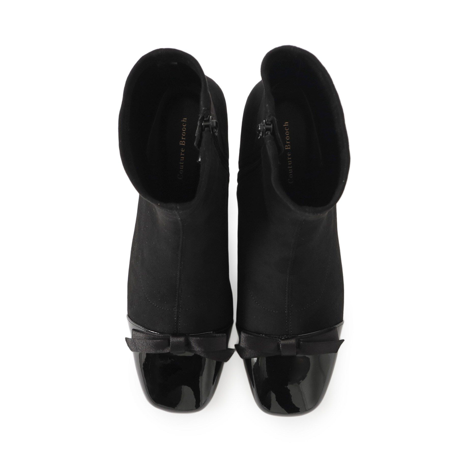 Couture broach「ドッキングデザインリボンストレッチブーツ」|ショートブーツ|
