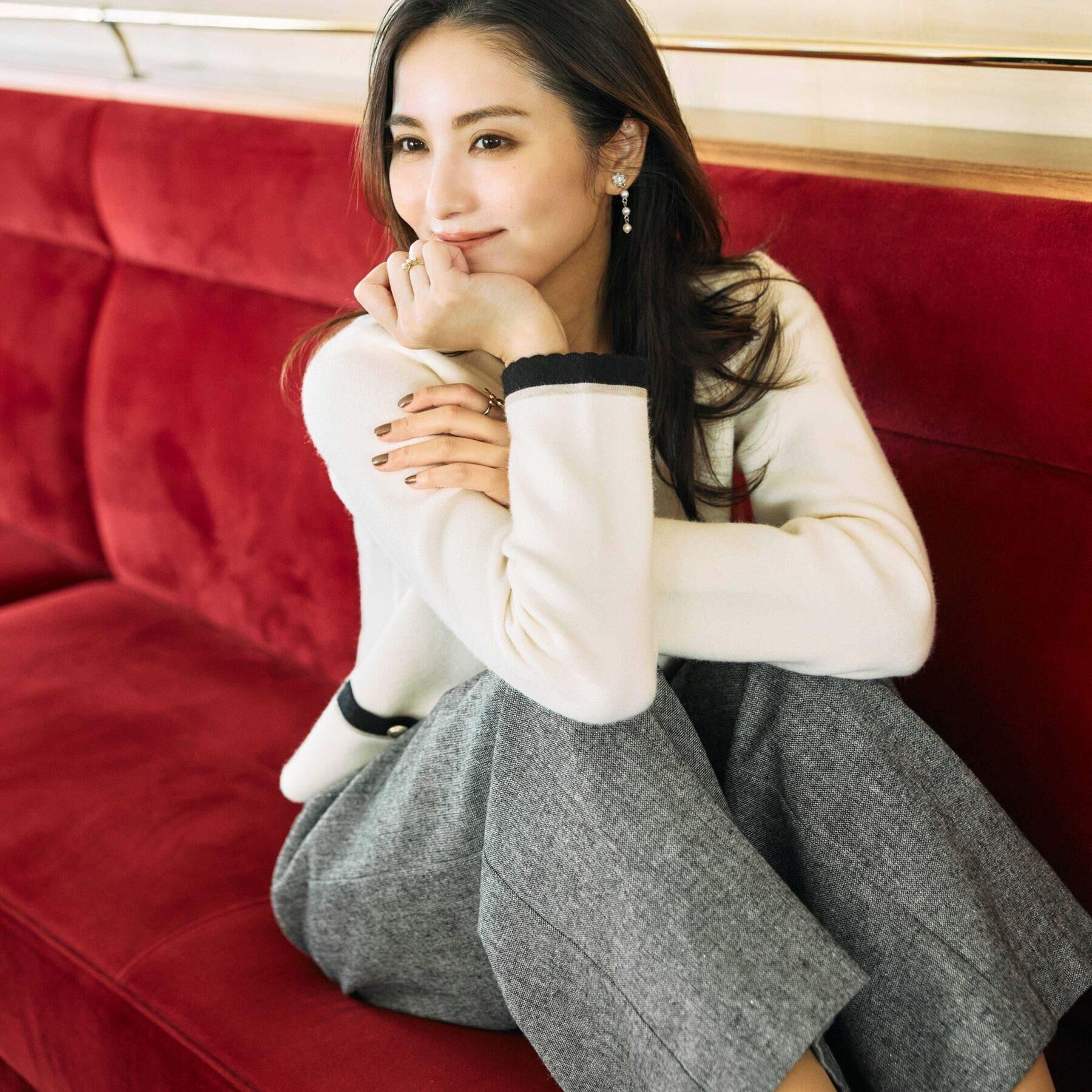 Couture broach「【通勤・大人上品】ムースタッチジャカード 配色スカラカーディ」|カーディガン|