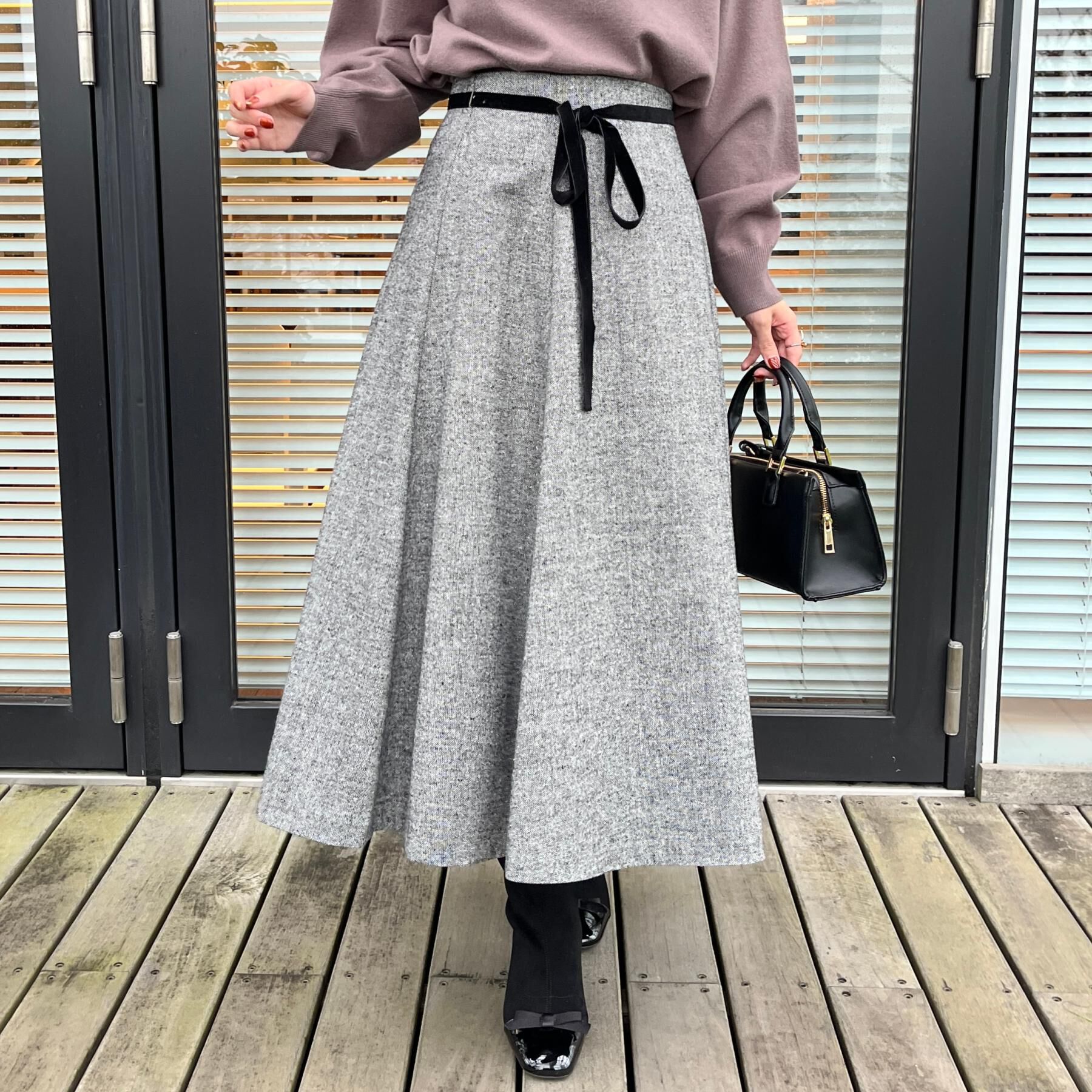 Couture broach「【通勤・大人上品】ラメツイード フレアスカート」|スカート|