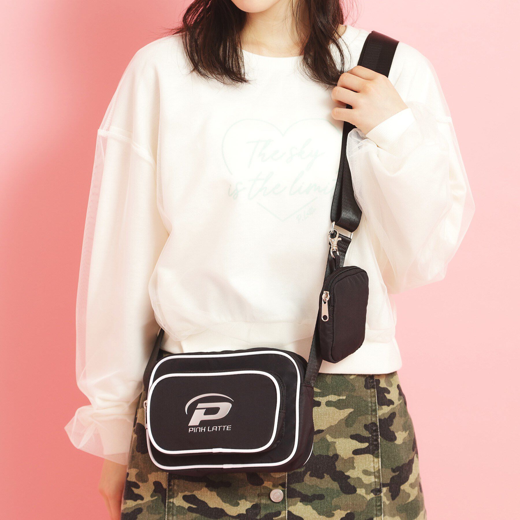 PINK-latte「パイピングスクウェアショルダー」|ショルダー・メッセンジャー|