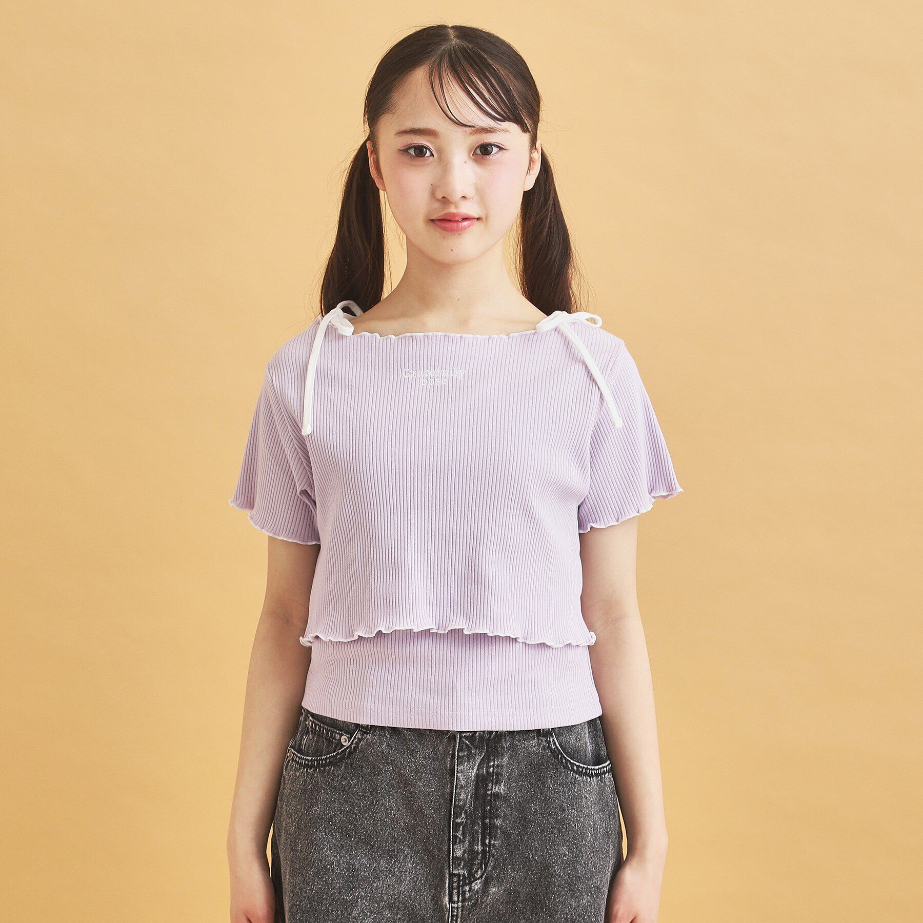 PINK-latte「【セットアイテム】オフショルテレコTシャツ＋テレコキャミ」|その他|