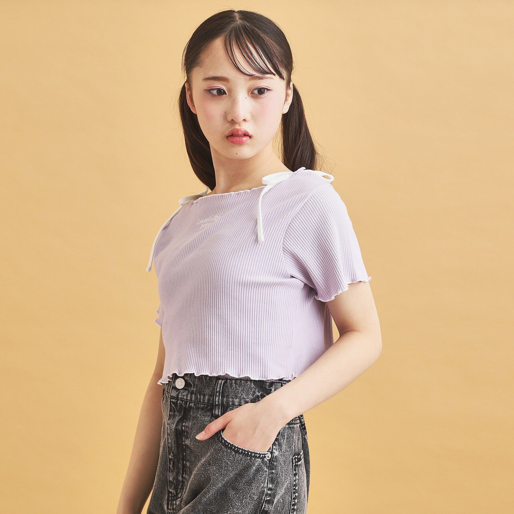 PINK-latte「【セットアイテム】オフショルテレコTシャツ＋テレコキャミ」|その他|