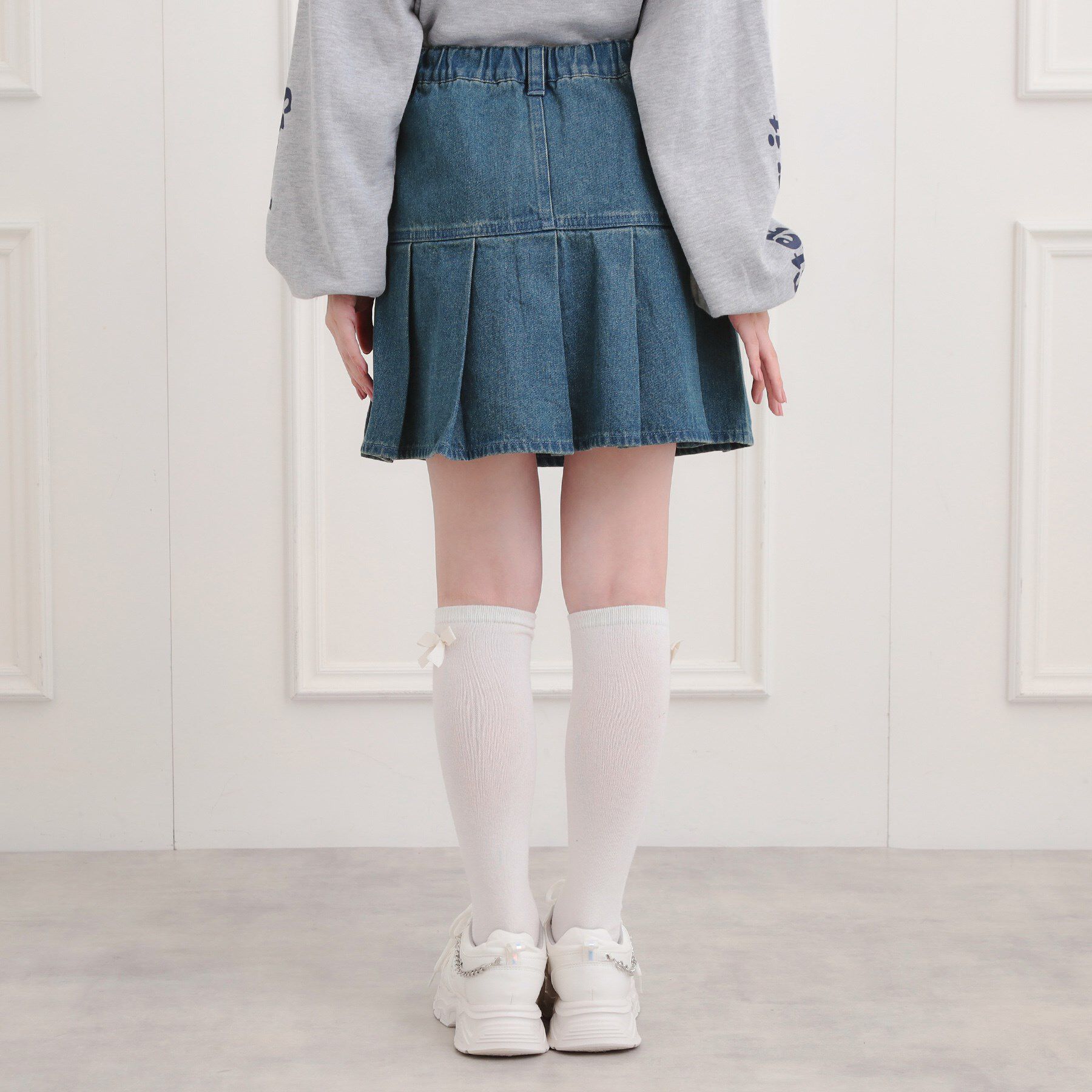 PINK-latte「デニム裾プリーツスカート」|スカート|