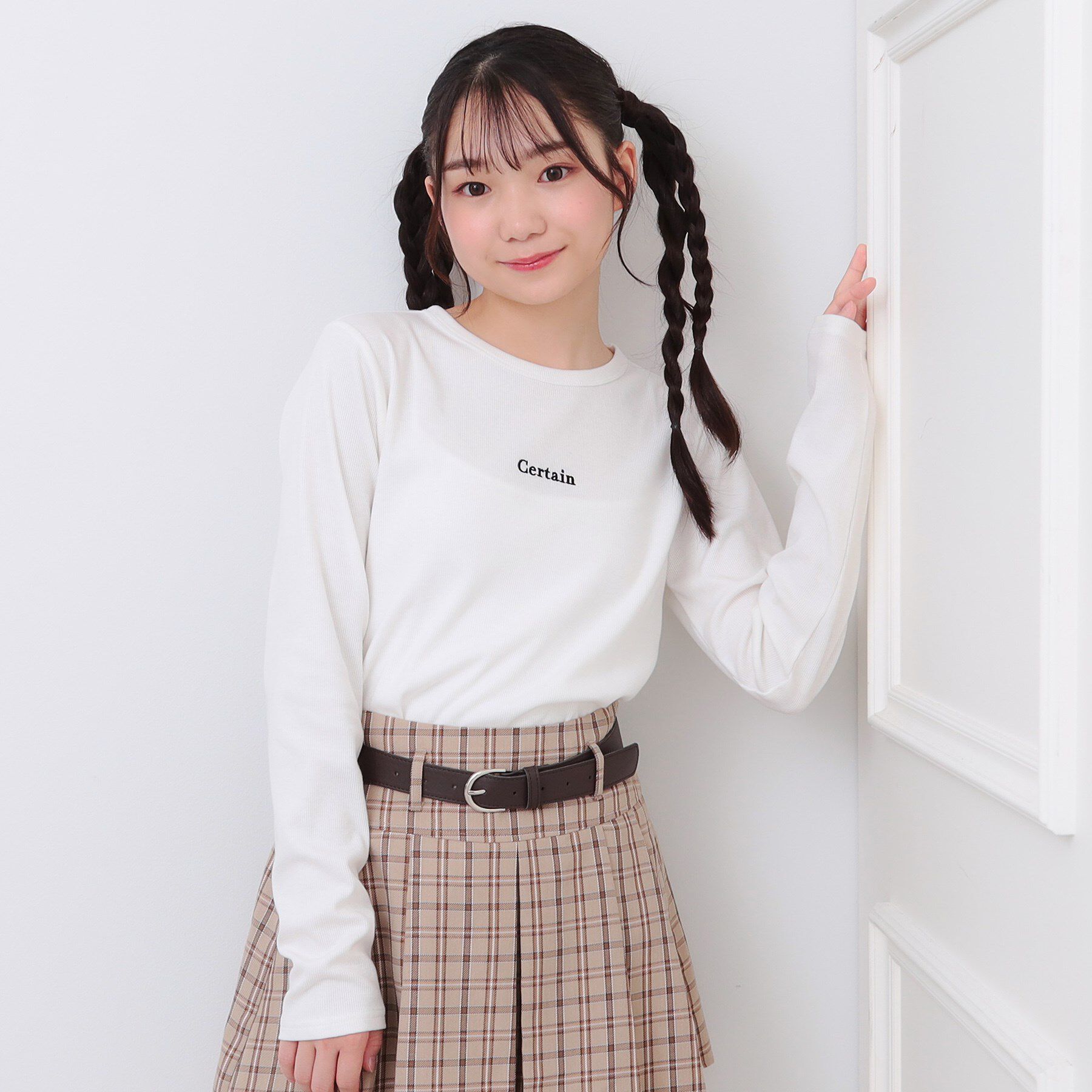 PINK-latte「シンプルテレコプルオーバー」|Tシャツ・カットソー|オフホワイト(003