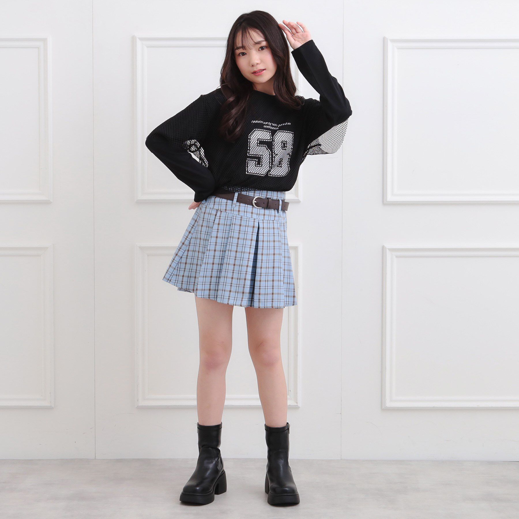 PINK-latte「メッシュレイヤード風ロングT」|Tシャツ・カットソー|