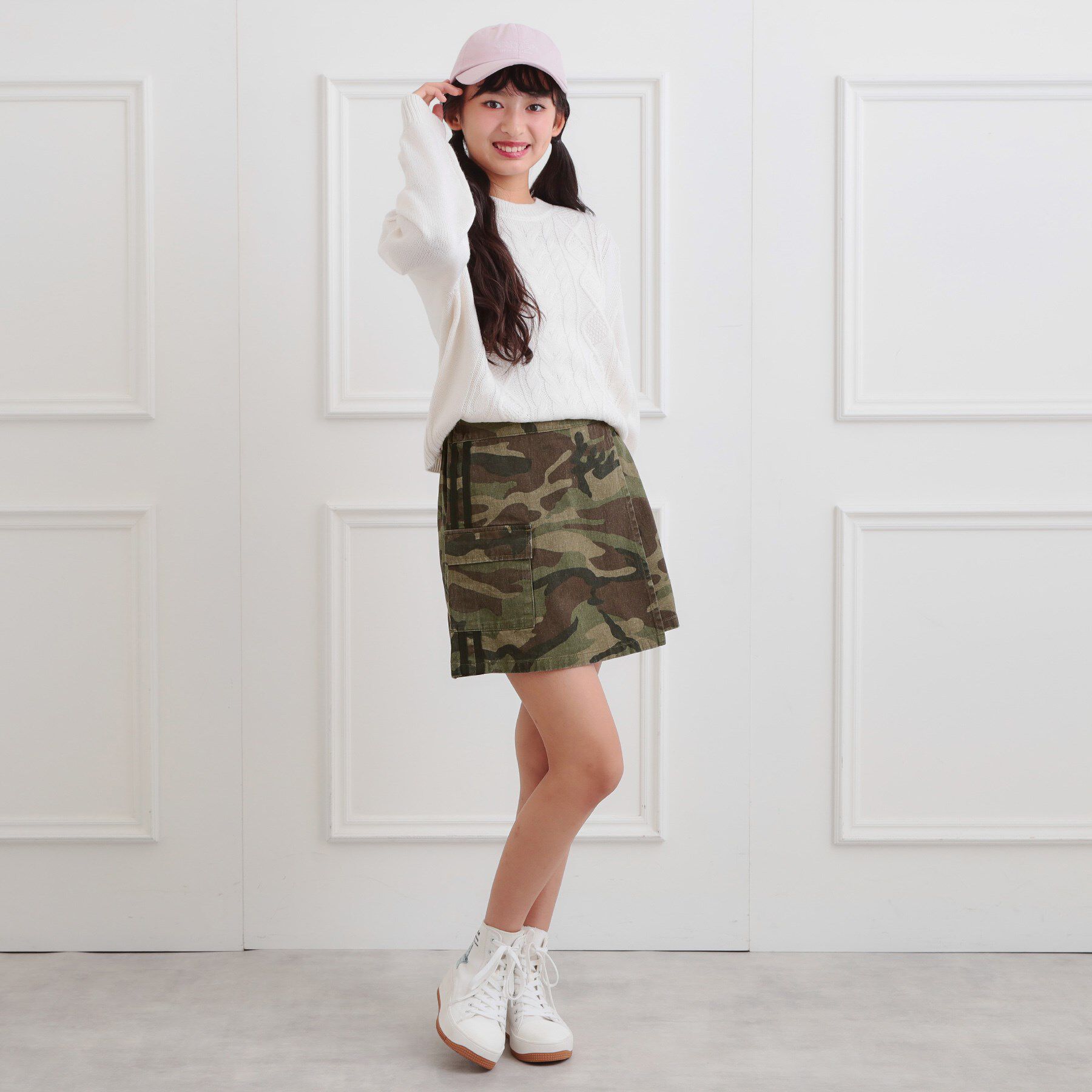 PINK-latte「ラップサイドラインスカパン」|スカート|