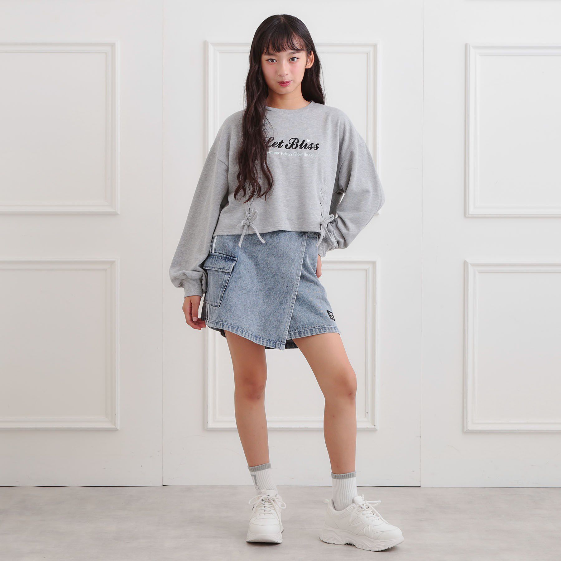 PINK-latte「レースアップ刺繍裏毛プルオーバー」|その他|