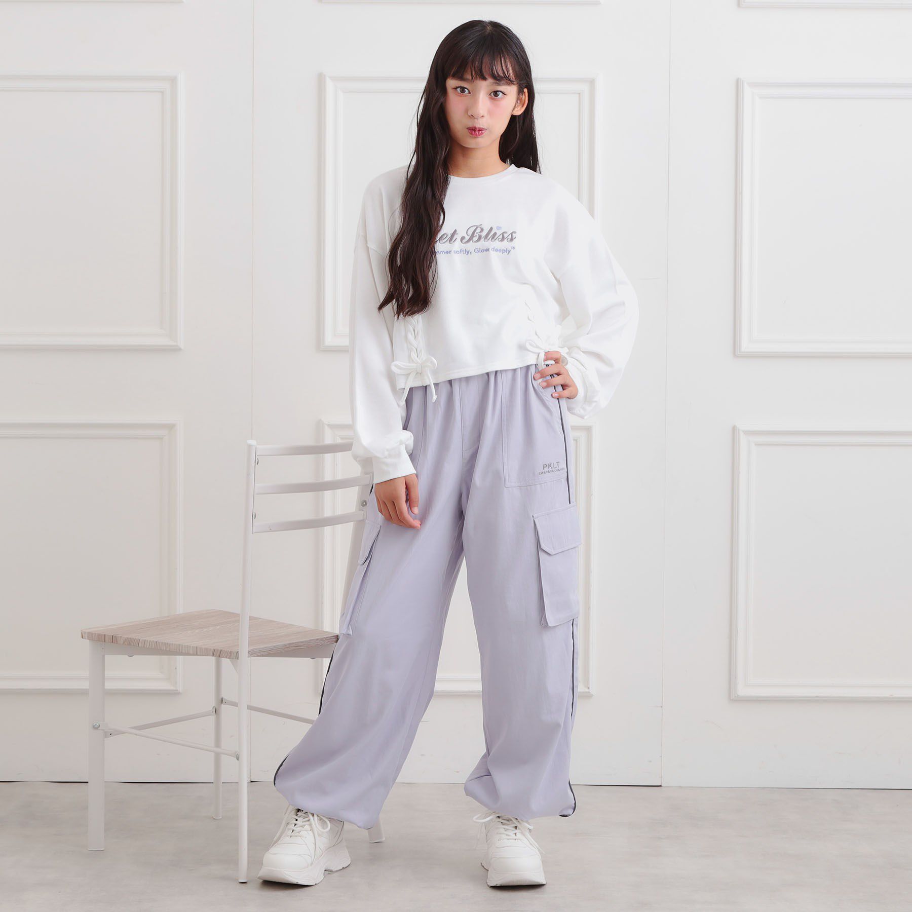 PINK-latte「レースアップ刺繍裏毛プルオーバー」|その他|