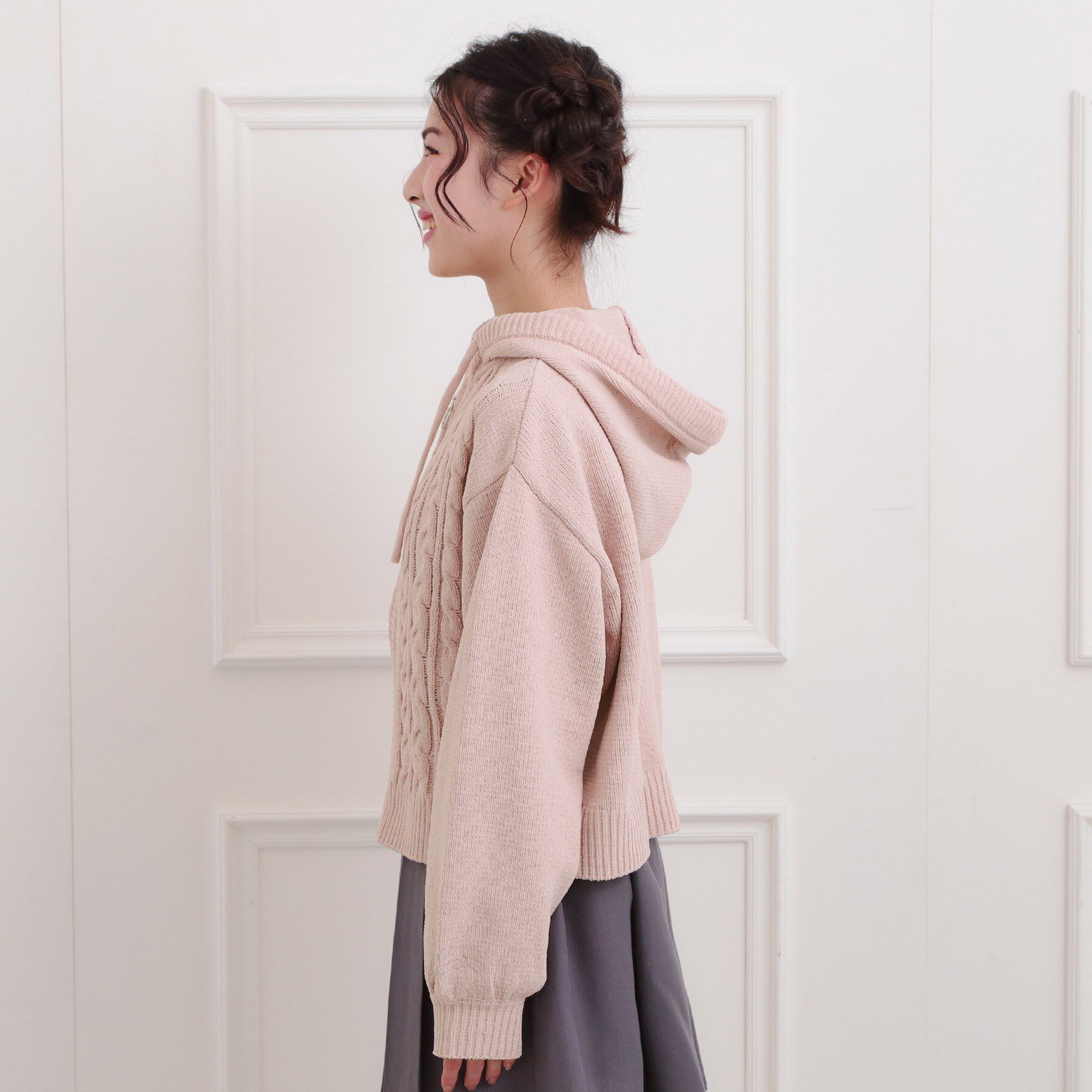 PINK-latte「モールニットケーブルカーディガン」|カーディガン|