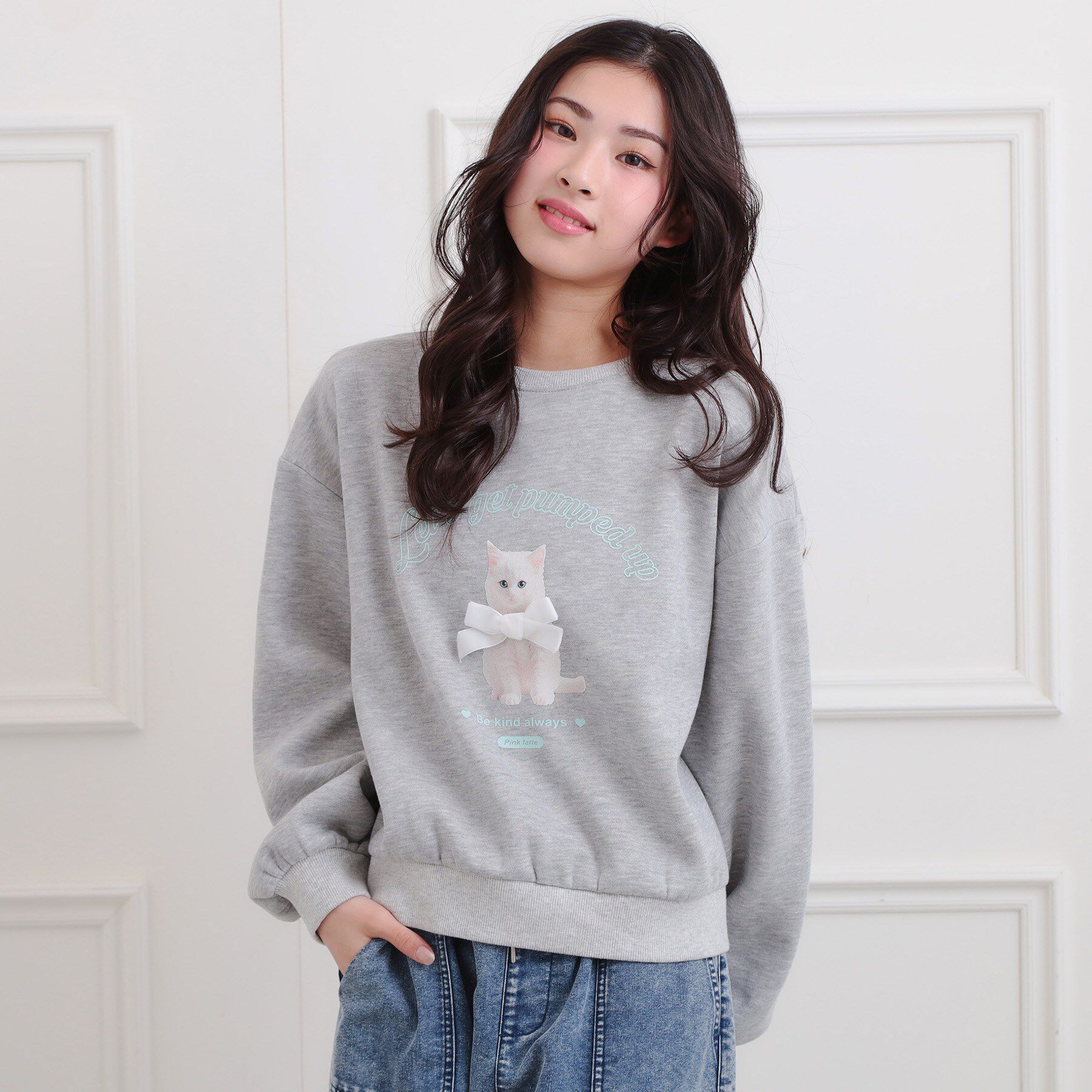 PINK-latte「ベロアリボンネコフォトトレーナー」|その他|