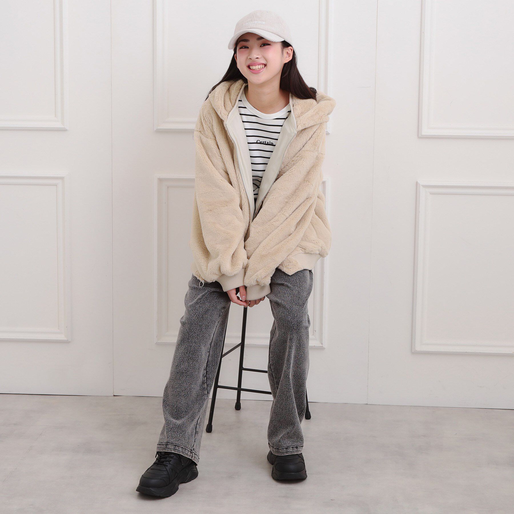 PINK-latte「リバーシブルフェイクファーブルゾン」|ブルゾン・スタジャン|