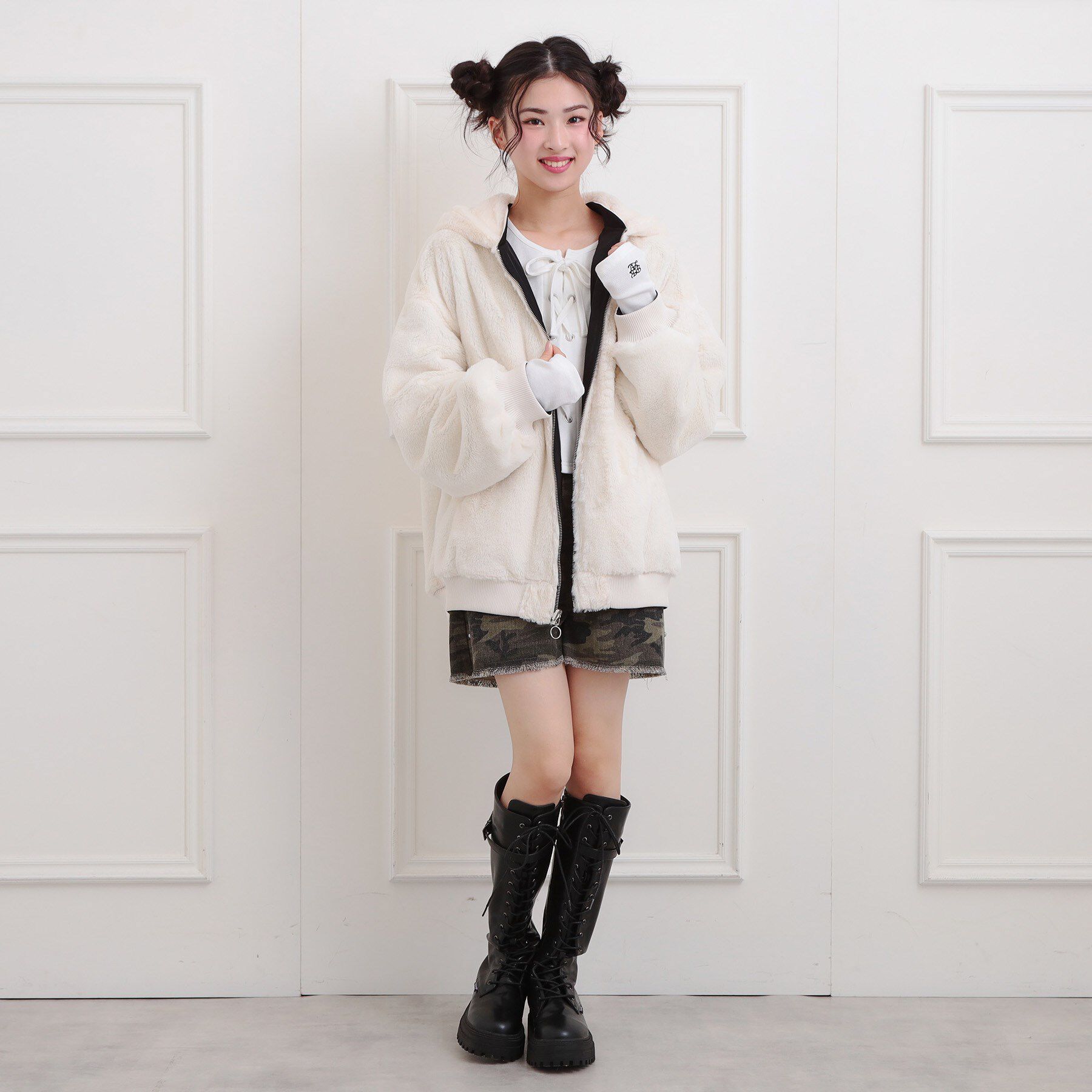 PINK-latte「リバーシブルフェイクファーブルゾン」|ブルゾン・スタジャン|