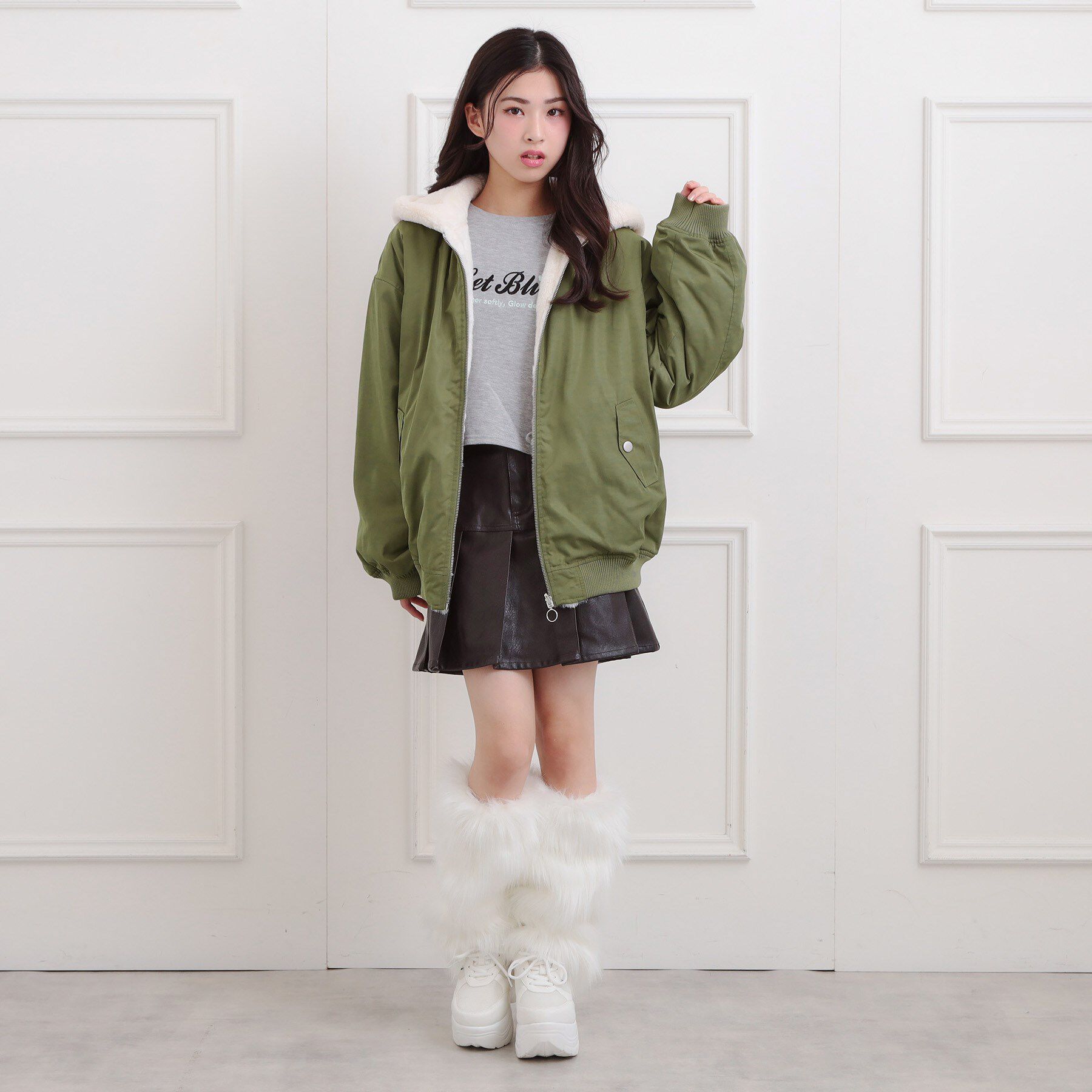 PINK-latte「リバーシブルフェイクファーブルゾン」|ブルゾン・スタジャン|