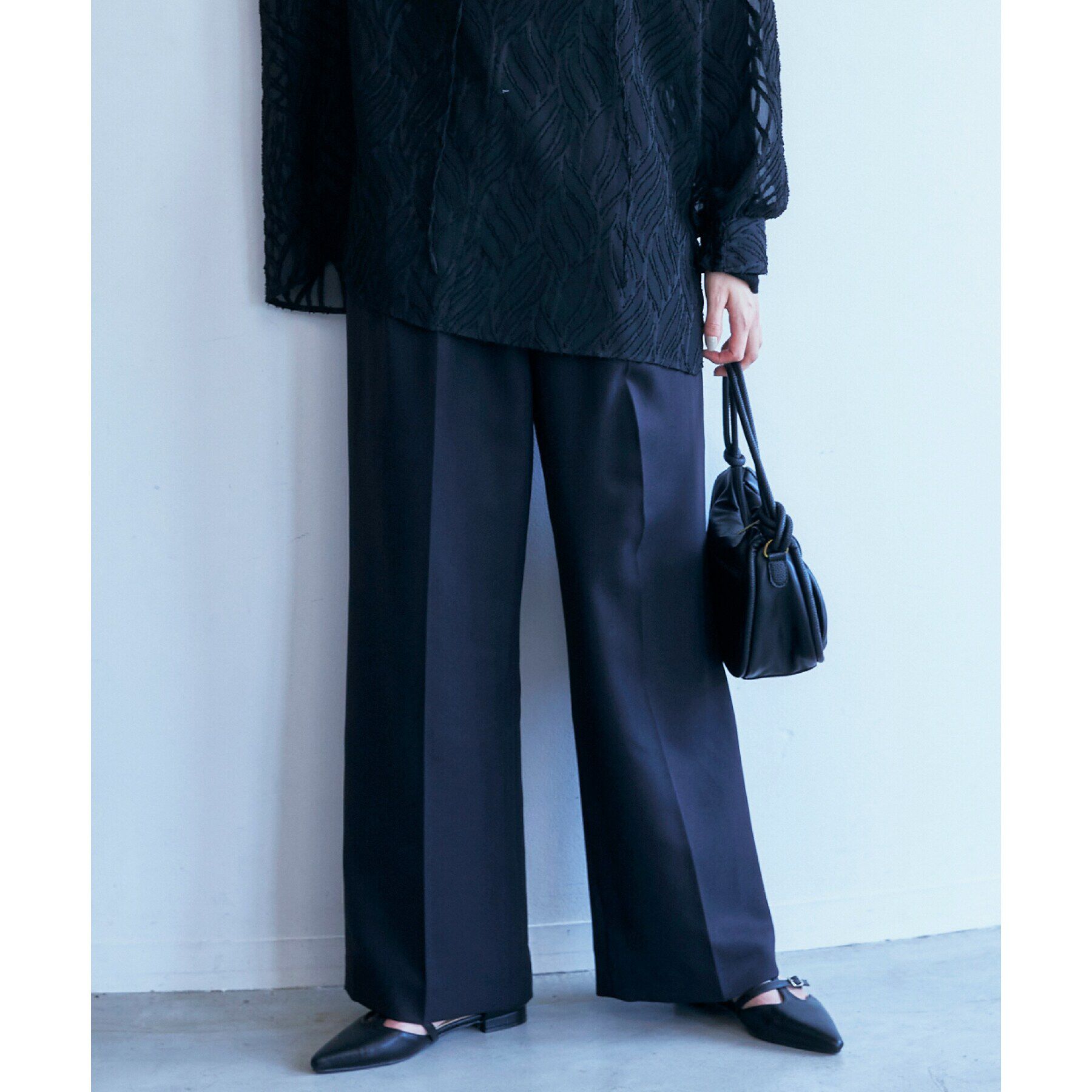 THE SHOP TK「【セットアップ可/洗える】パウダリーツイルワイドパンツ」|その他|