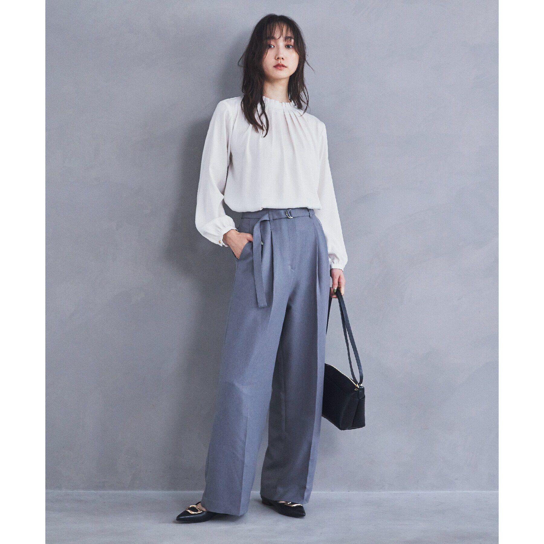 THE SHOP TK「【セットアップ可/洗える】パウダリーツイルワイドパンツ」|その他|