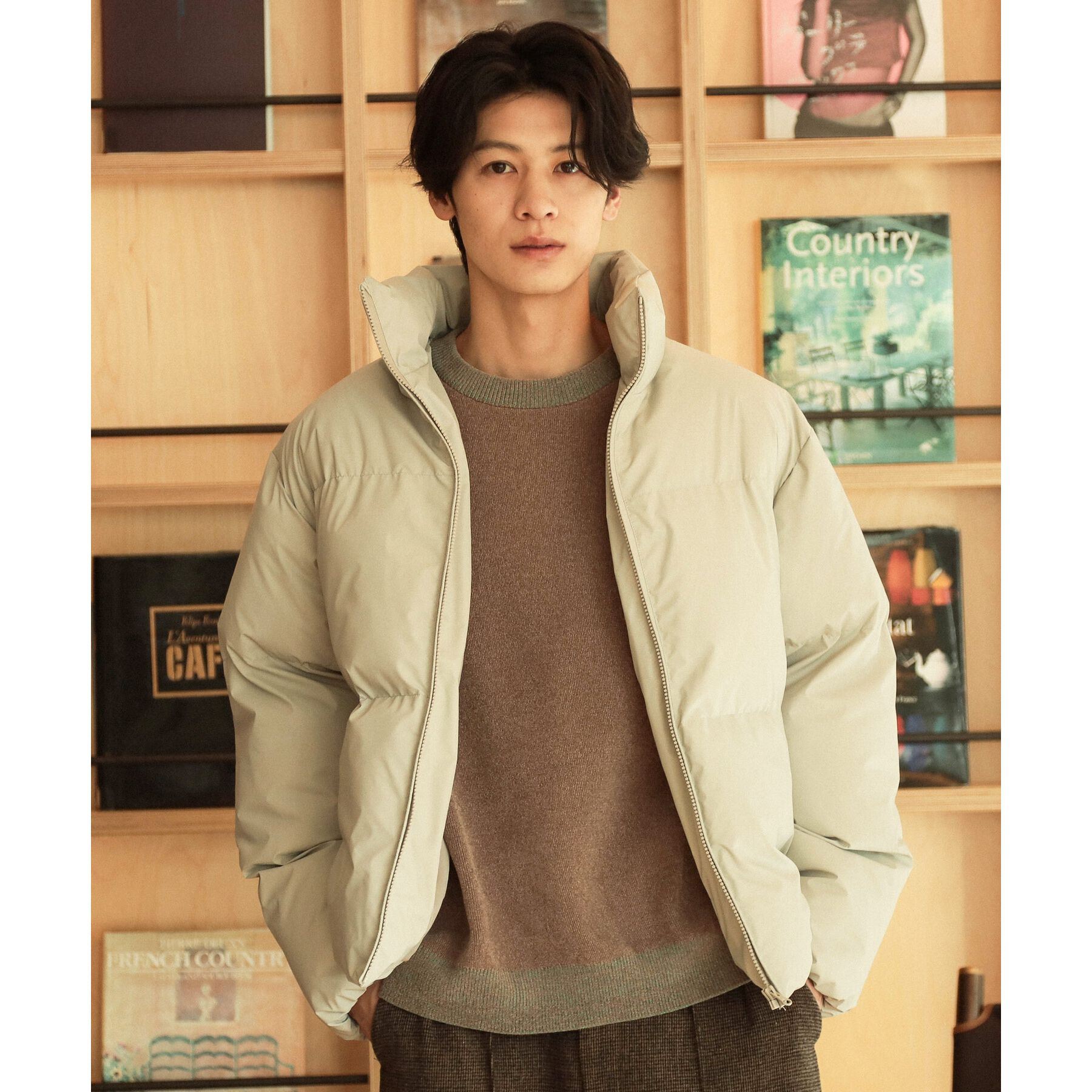 THE SHOP TK「スタンドネック中綿ジップブルゾン」|ダウン|