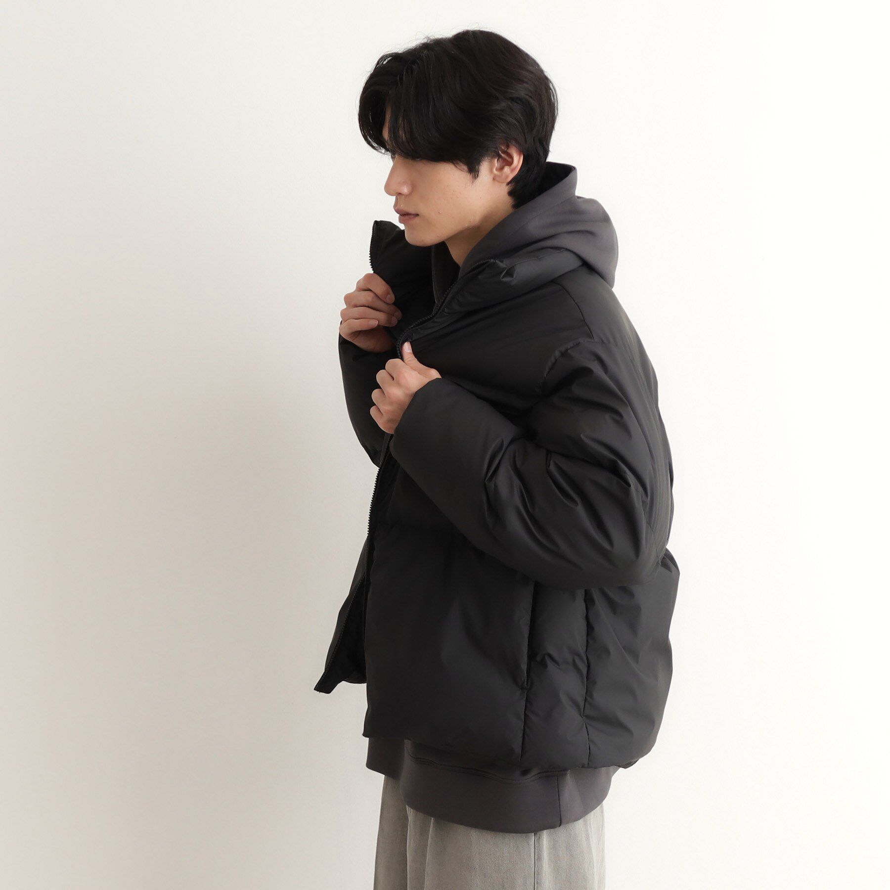 THE SHOP TK「スタンドネック中綿ジップブルゾン」|ダウン|