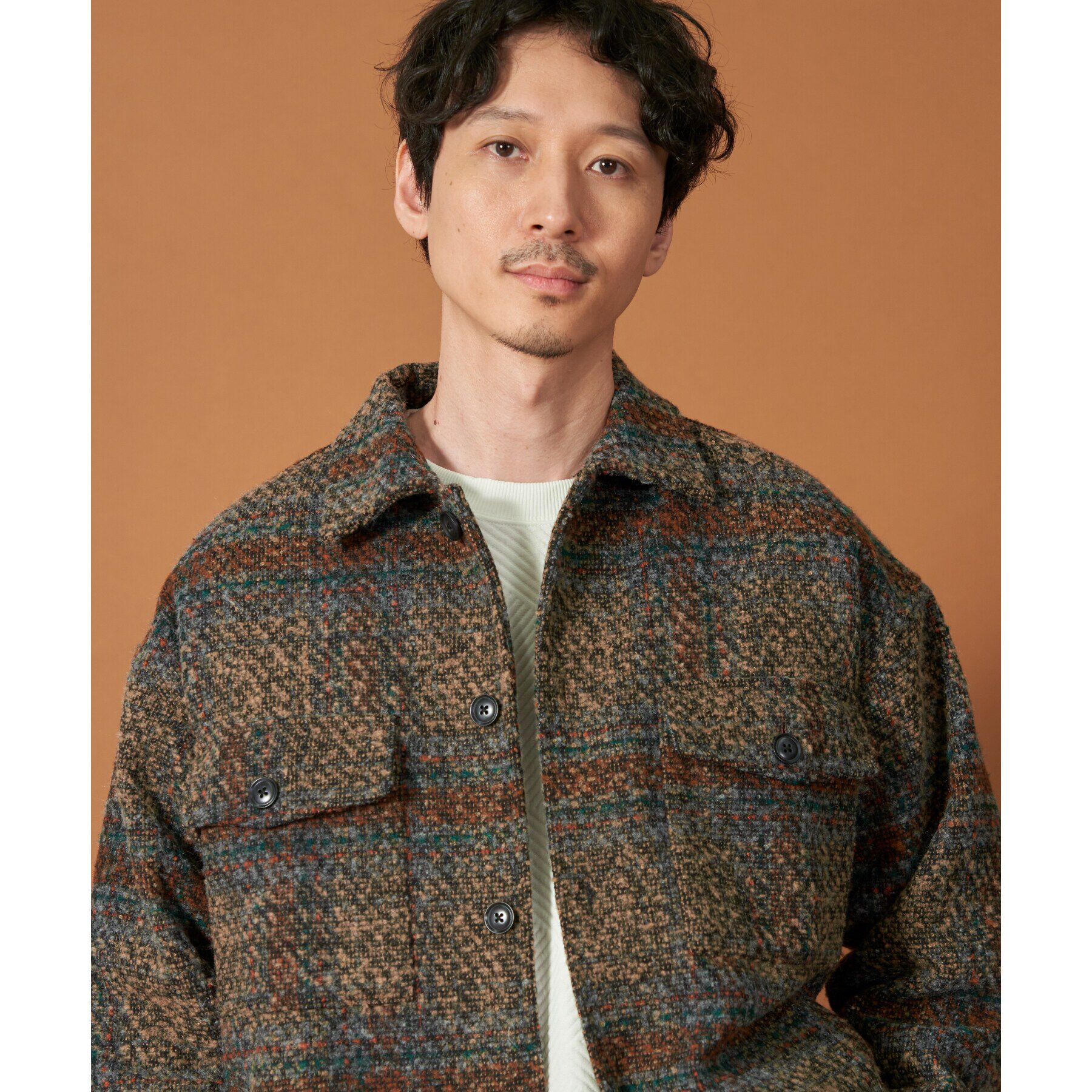 THE SHOP TK「チェック柄ツイードライクCPOジャケット」|ブルゾン・スタジャン|