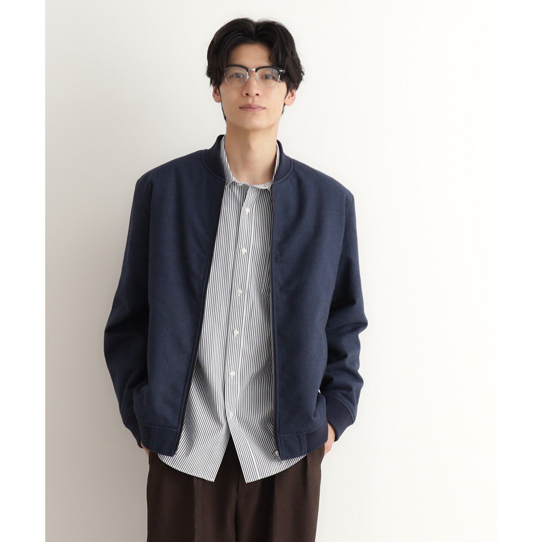 THE SHOP TK「シャークスキン薄中綿リブブルゾン」|ブルゾン・スタジャン|