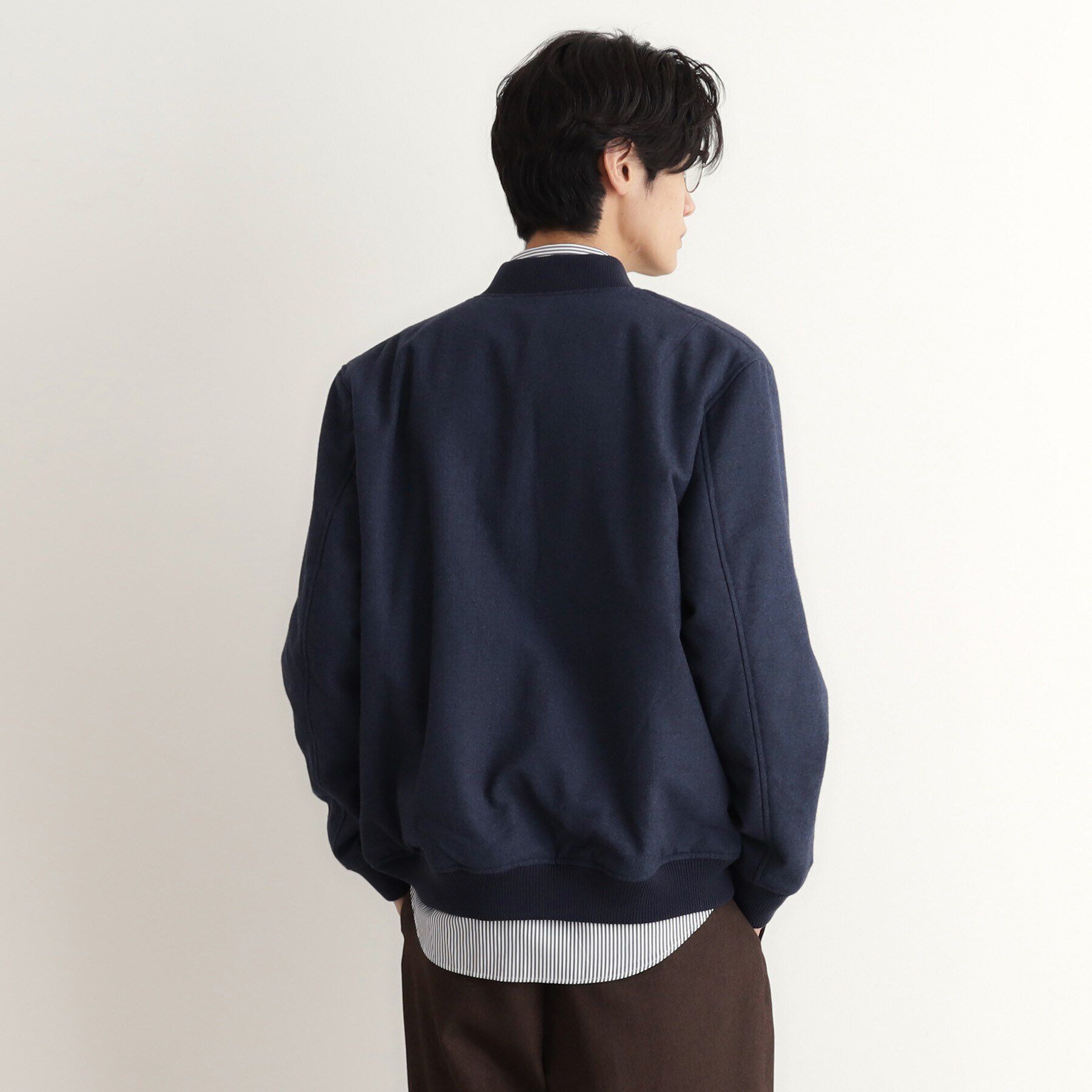 THE SHOP TK「シャークスキン薄中綿リブブルゾン」|ブルゾン・スタジャン|