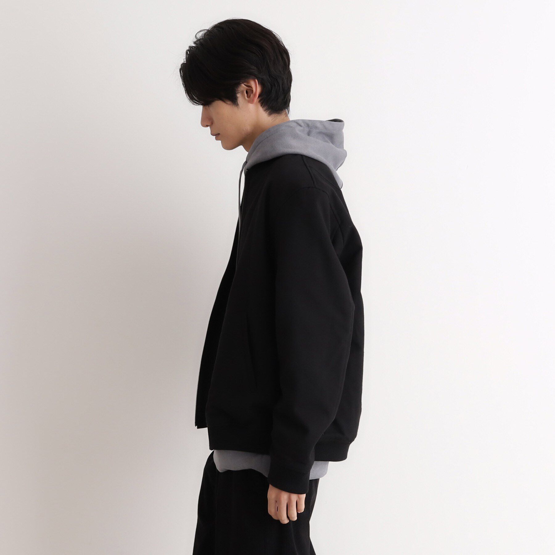 THE SHOP TK「シャークスキン薄中綿リブブルゾン」|ブルゾン・スタジャン|