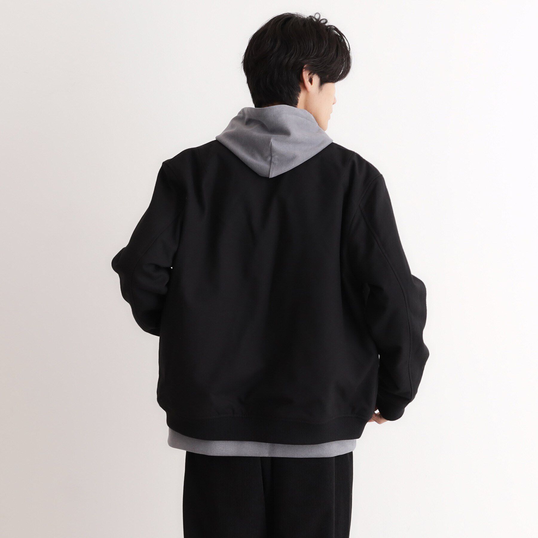 THE SHOP TK「シャークスキン薄中綿リブブルゾン」|ブルゾン・スタジャン|