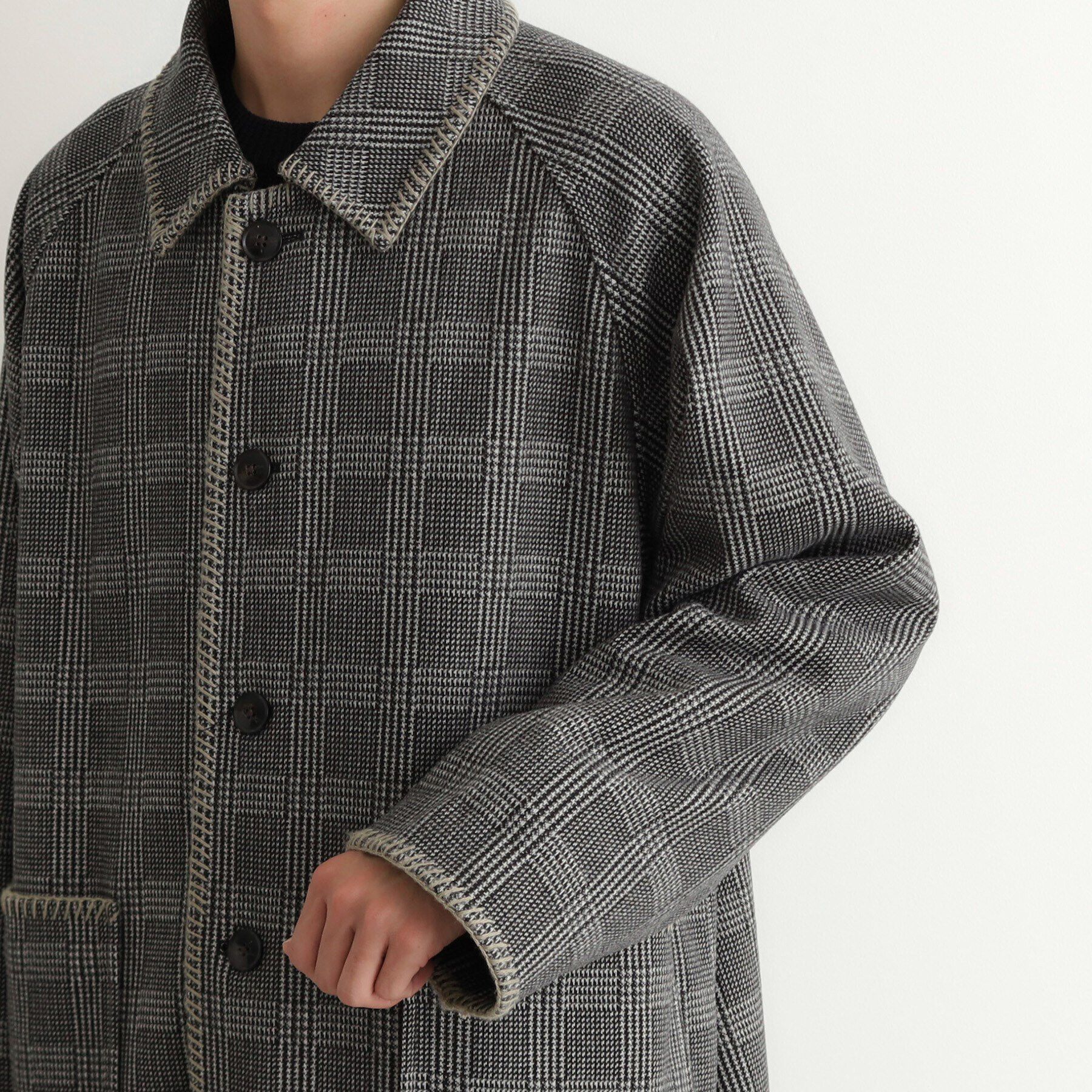 THE SHOP TK「ウーリックステッチデザインコート ビッグシルエット／洗える／イージーケア」|ステンカラーコート|