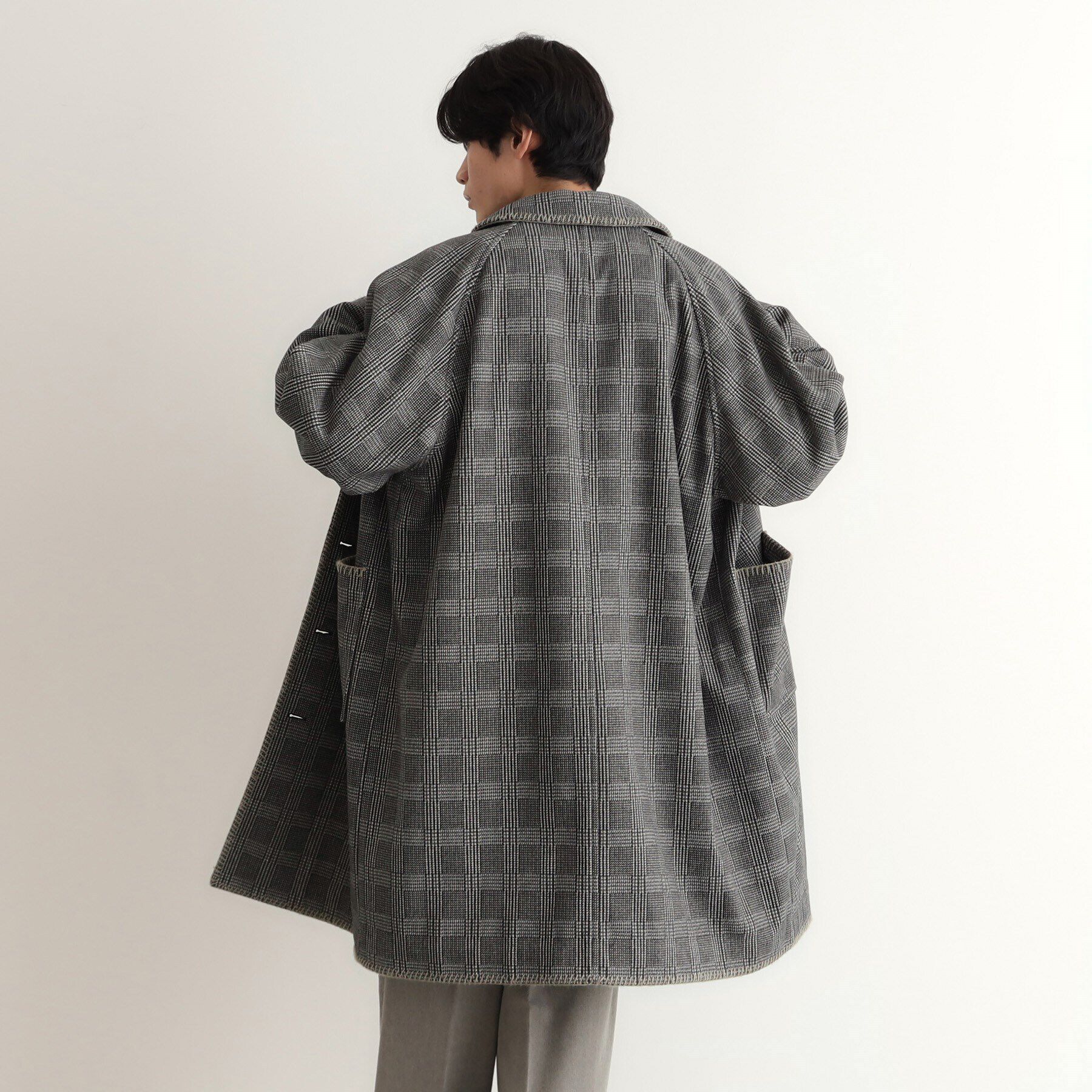 THE SHOP TK「ウーリックステッチデザインコート ビッグシルエット／洗える／イージーケア」|ステンカラーコート|