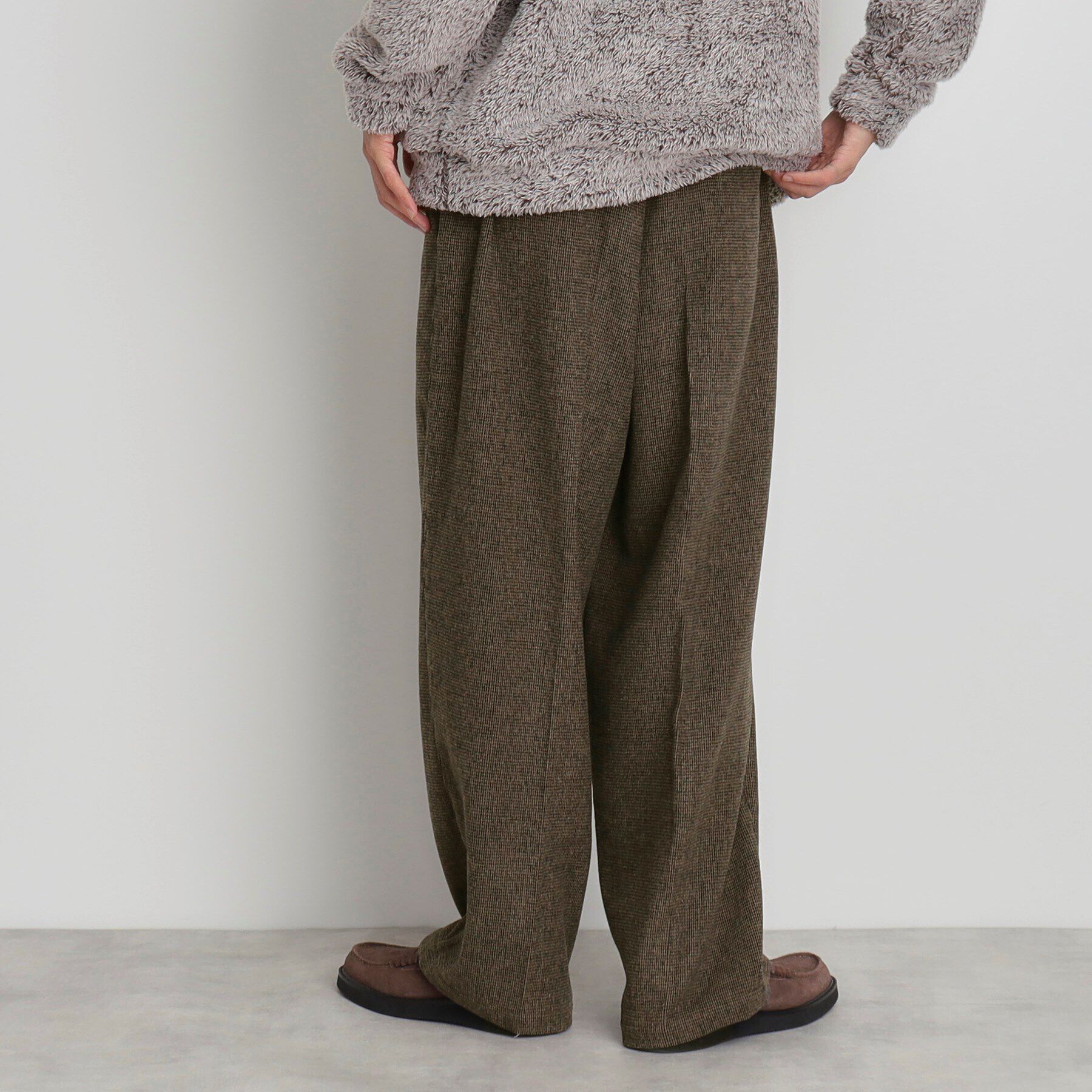 THE SHOP TK「タックワイドスラックス ブラック／グレンチェック／ブラウンチェック」|その他|