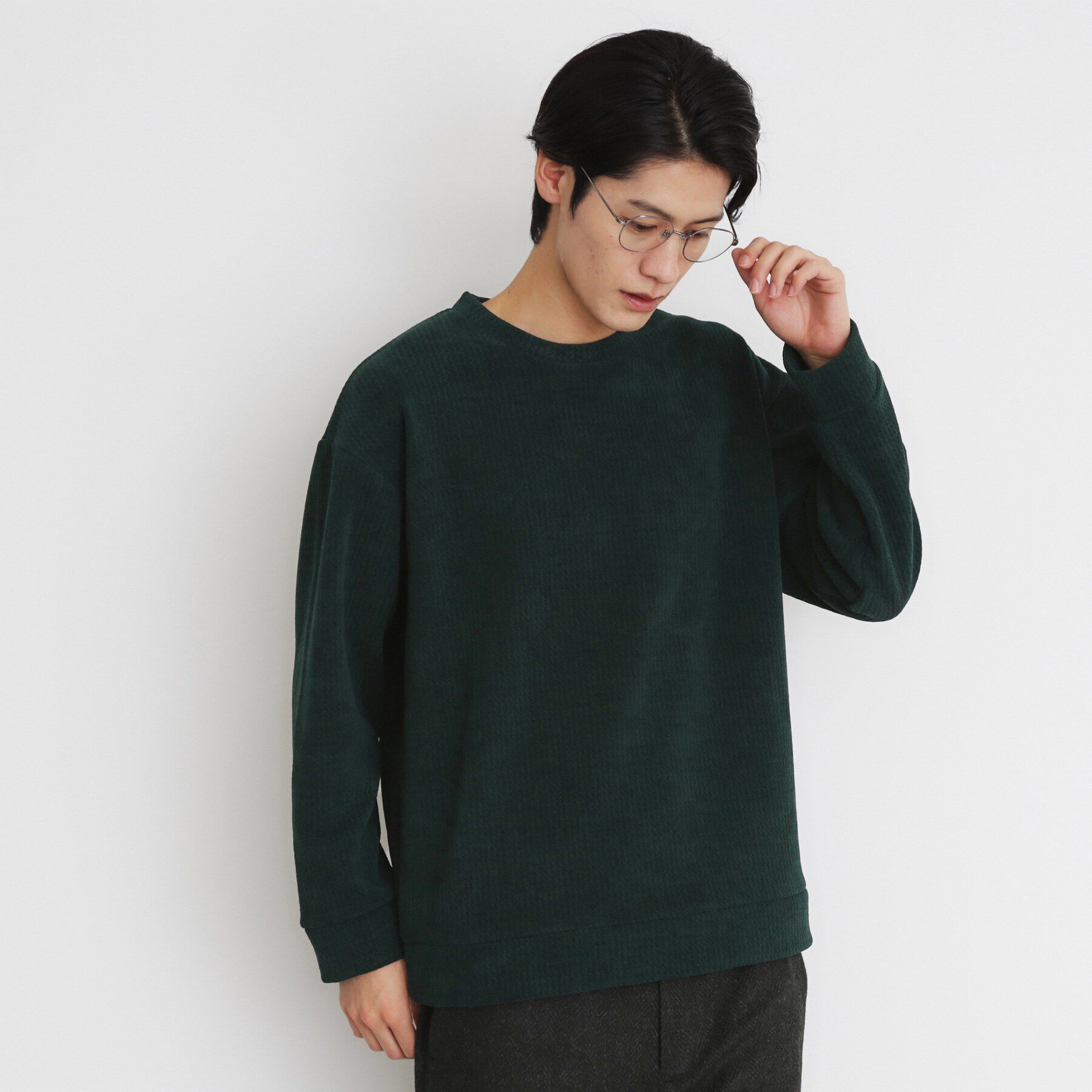 THE SHOP TK「ジャカードモールボアプルオーバー」|Tシャツ・カットソー|グリーン(044)