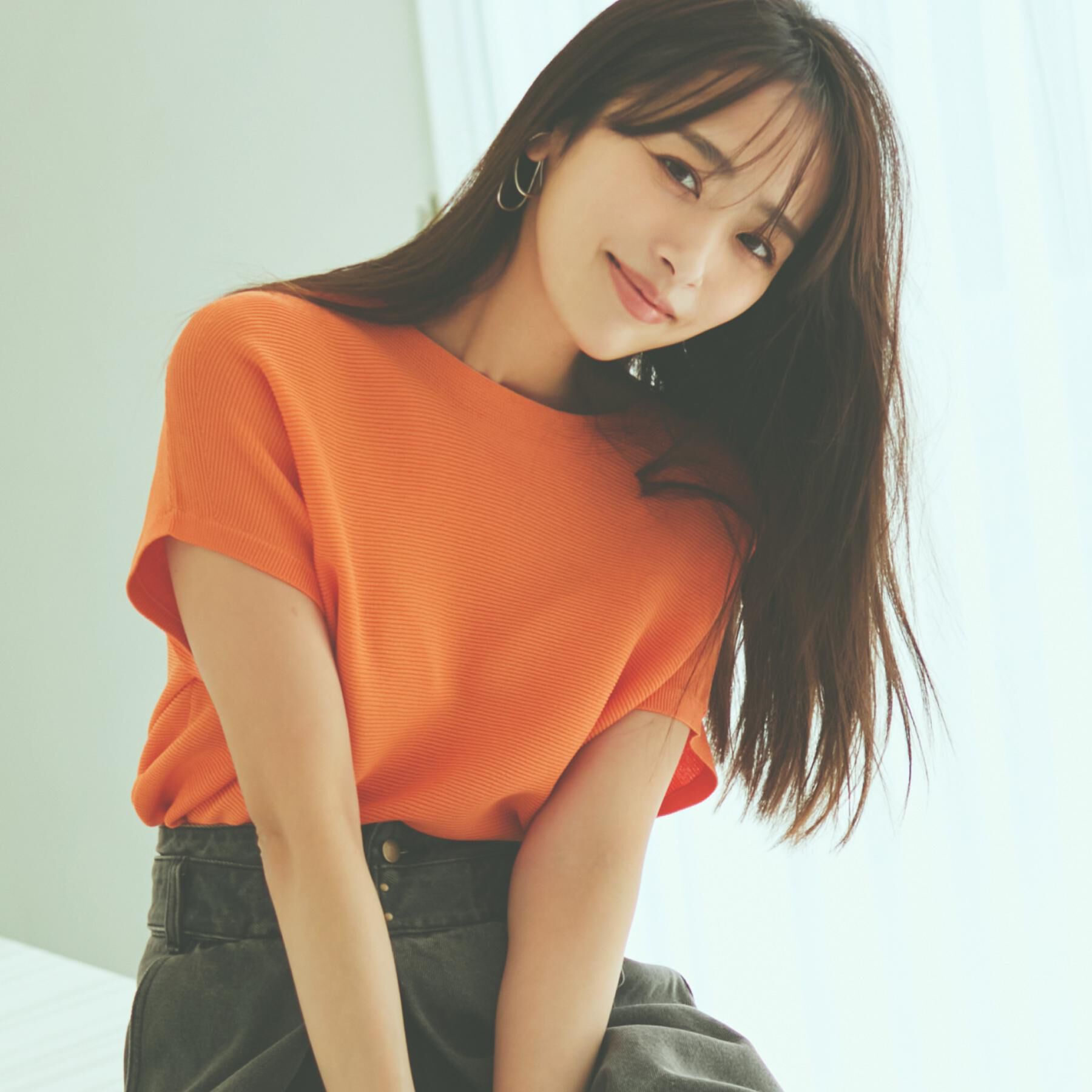 THE SHOP TK「美人フレンチニット【8色展開/WEB限定カラー/洗濯機OK/毛玉になりにくい】」|ニット・セーター|オレンジ(067)